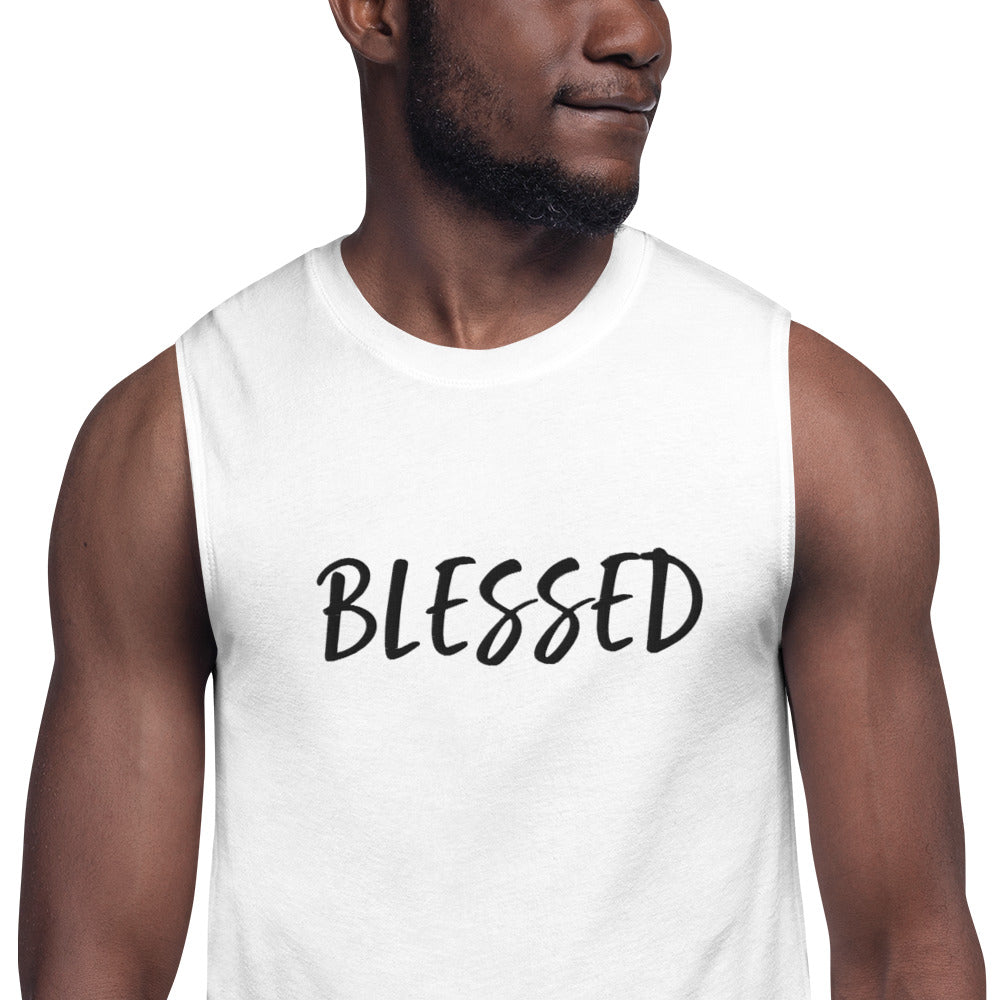 BLESSED BY XCLUSIF POETIX EMBROIDERY Muscle Shirt