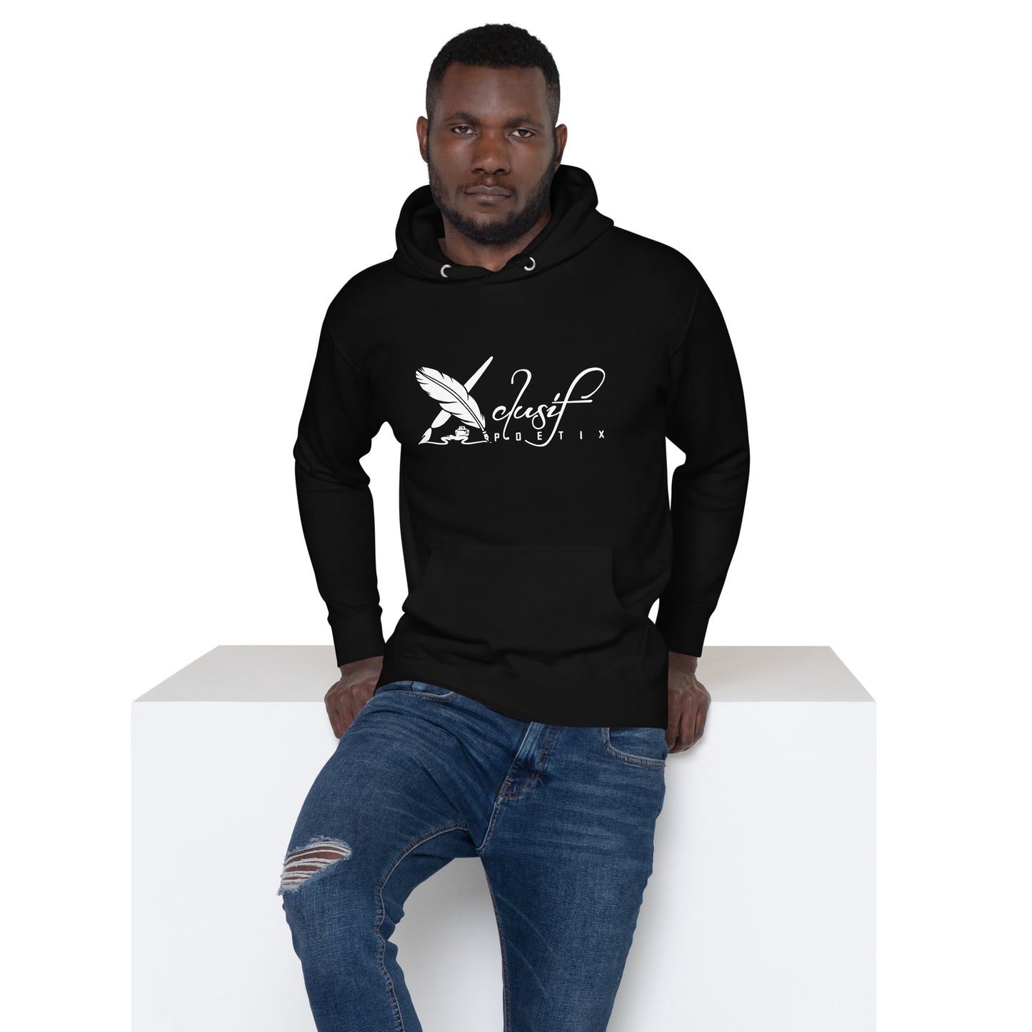 XCLUSIF POETIX WHITE LOGO Unisex Premium Hoodie