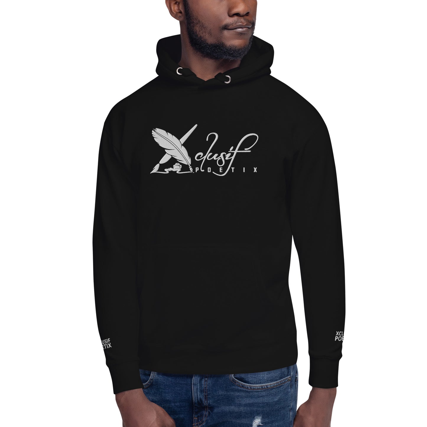 XCLUSIF POETIX BIG WHITE EMBROIDERY LOGO Unisex Hoodie