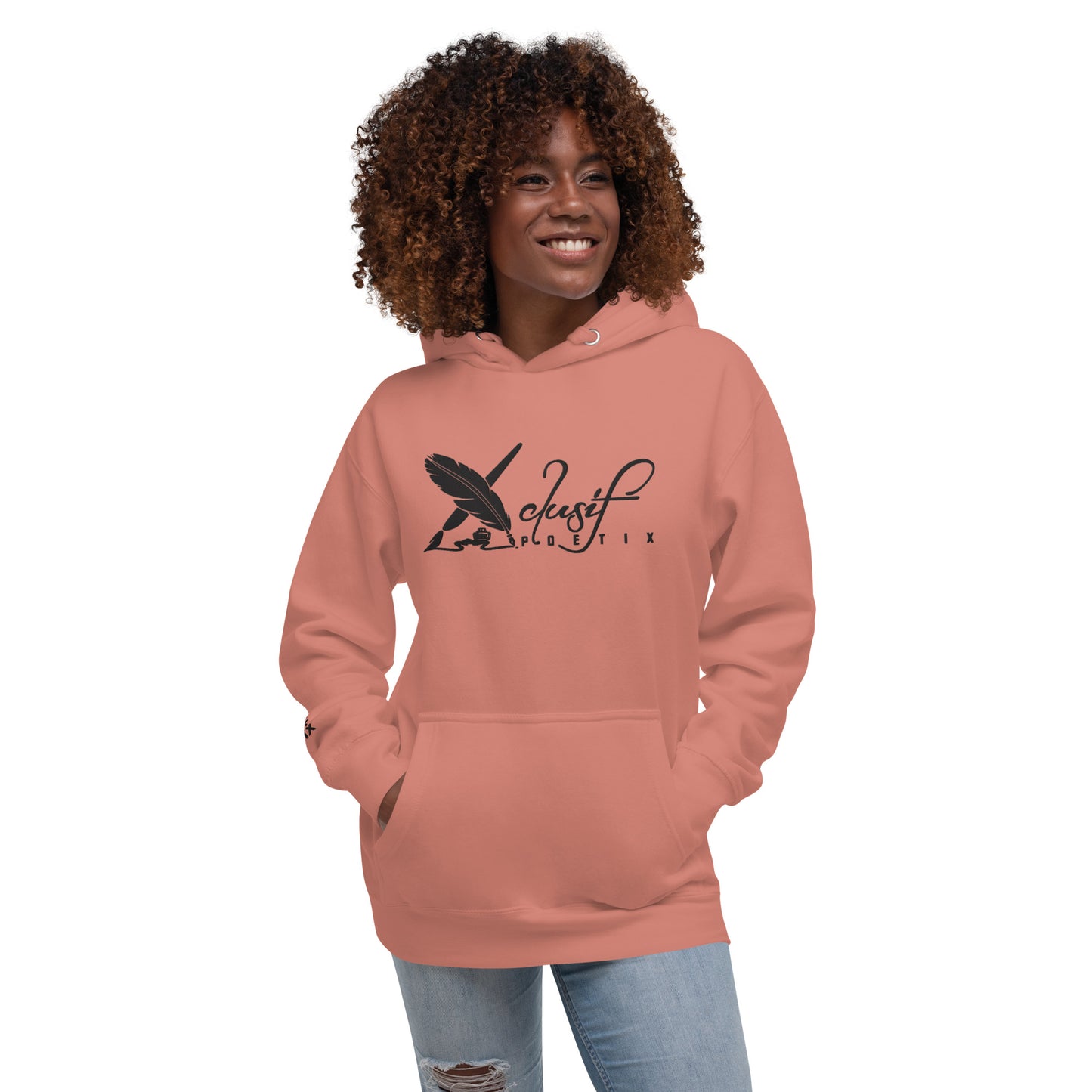 XCLUSIF POETIX BIG BLACK EMBROIDERY LOGO Unisex Hoodie