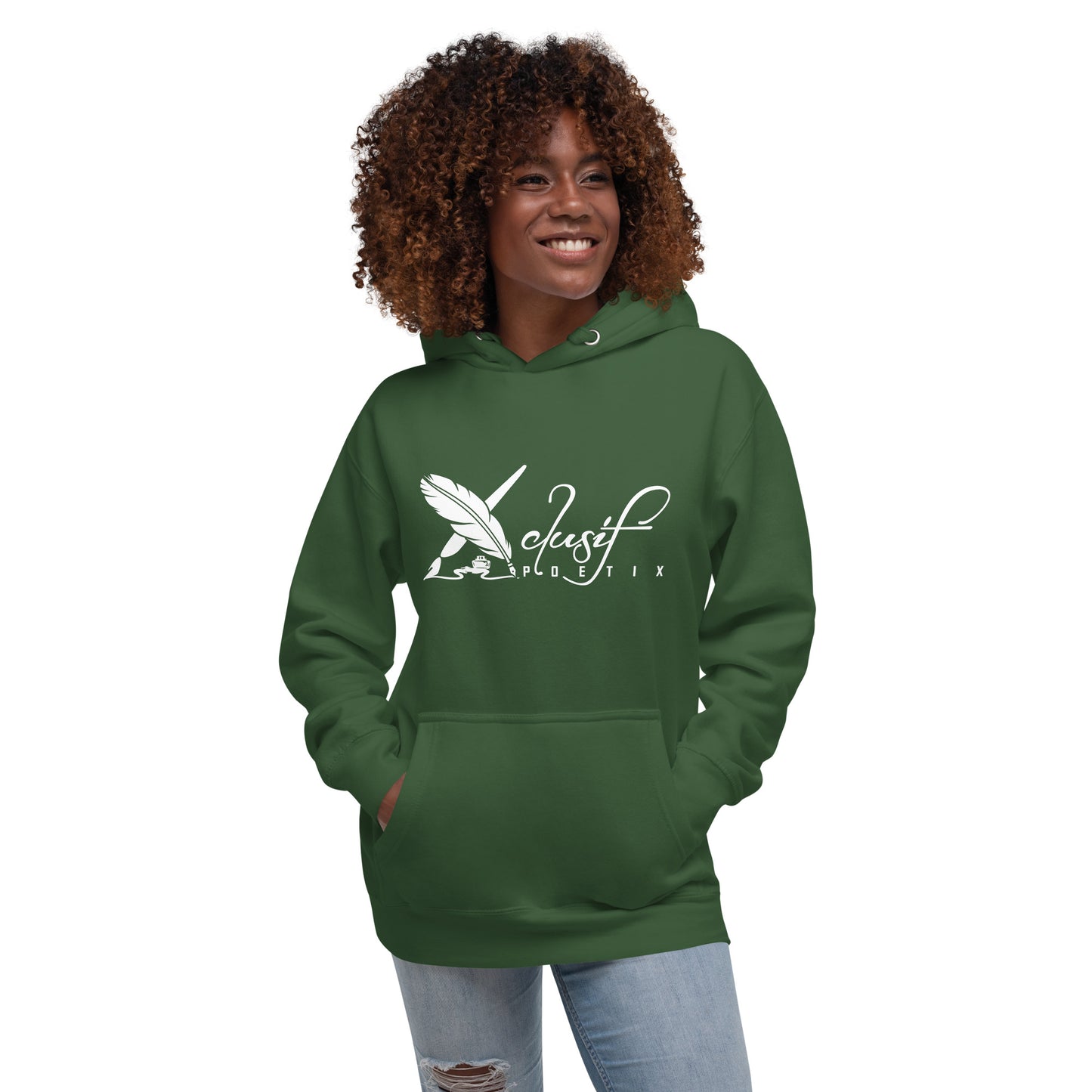 XCLUSIF POETIX WHITE LOGO Unisex Premium Hoodie