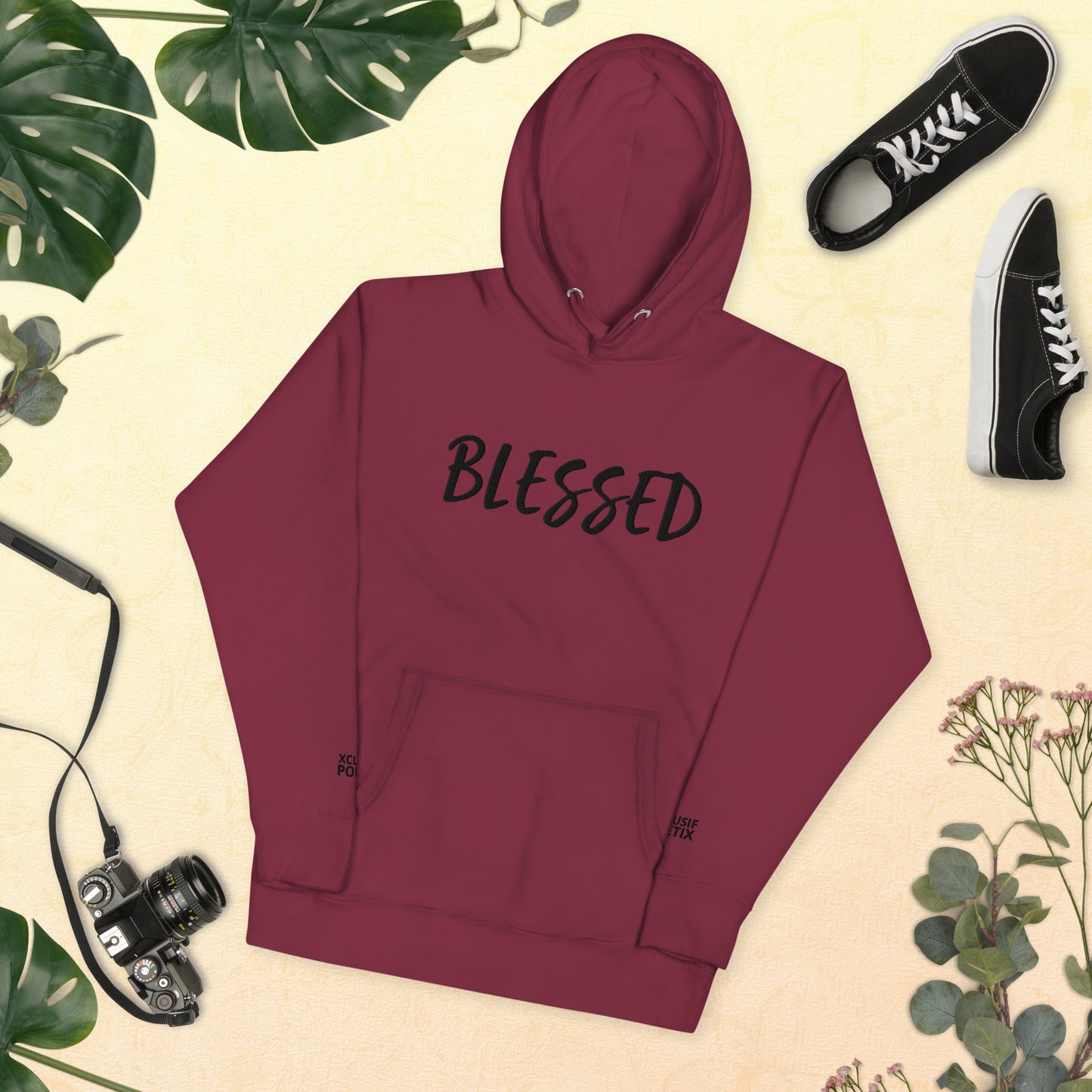 BLESSED BY XCLUSIF POETIX EMBROIDERY Unisex Hoodie