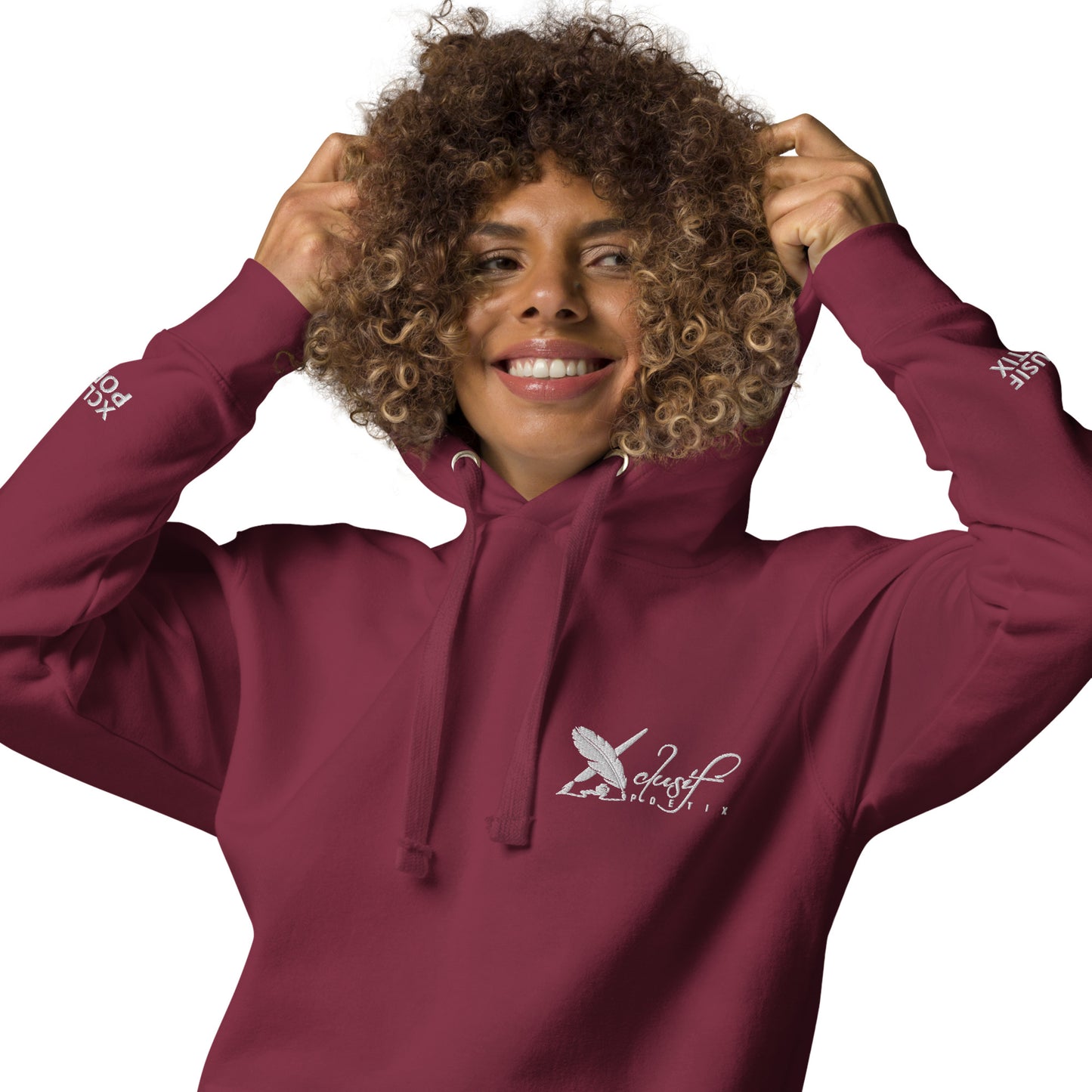 XCLUSIF POETIX WHITE EMBROIDERY LOGO Unisex Hoodie