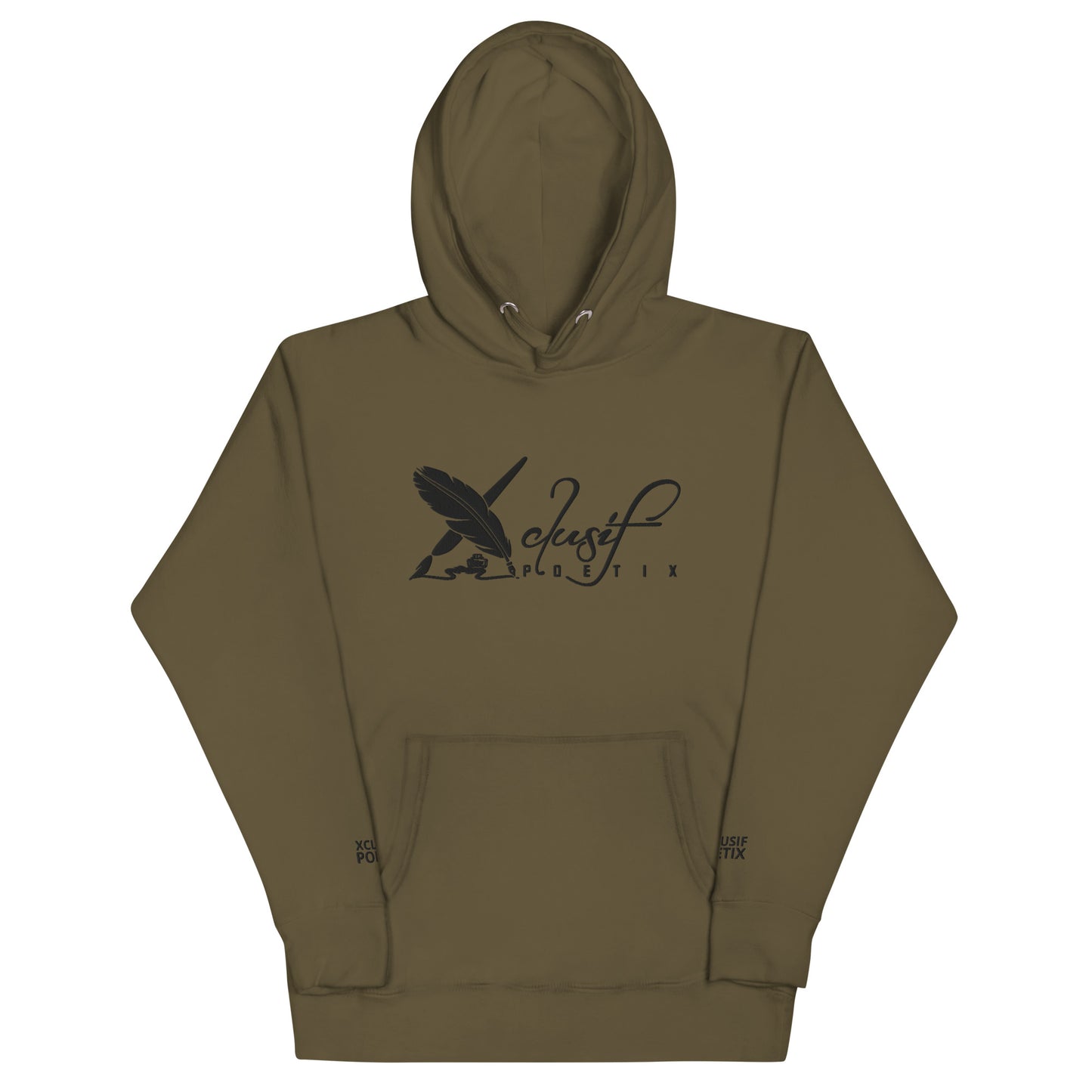 XCLUSIF POETIX BIG BLACK EMBROIDERY LOGO Unisex Hoodie