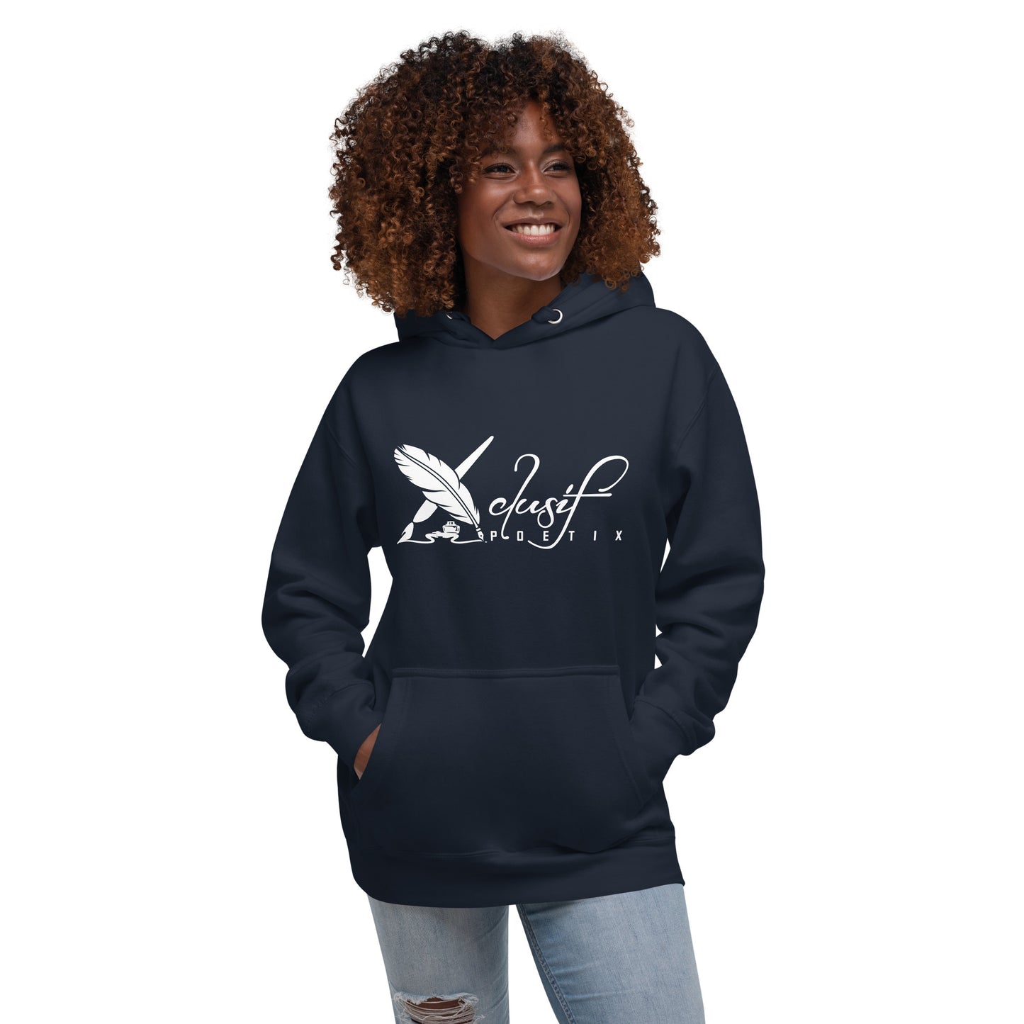 XCLUSIF POETIX WHITE LOGO Unisex Premium Hoodie