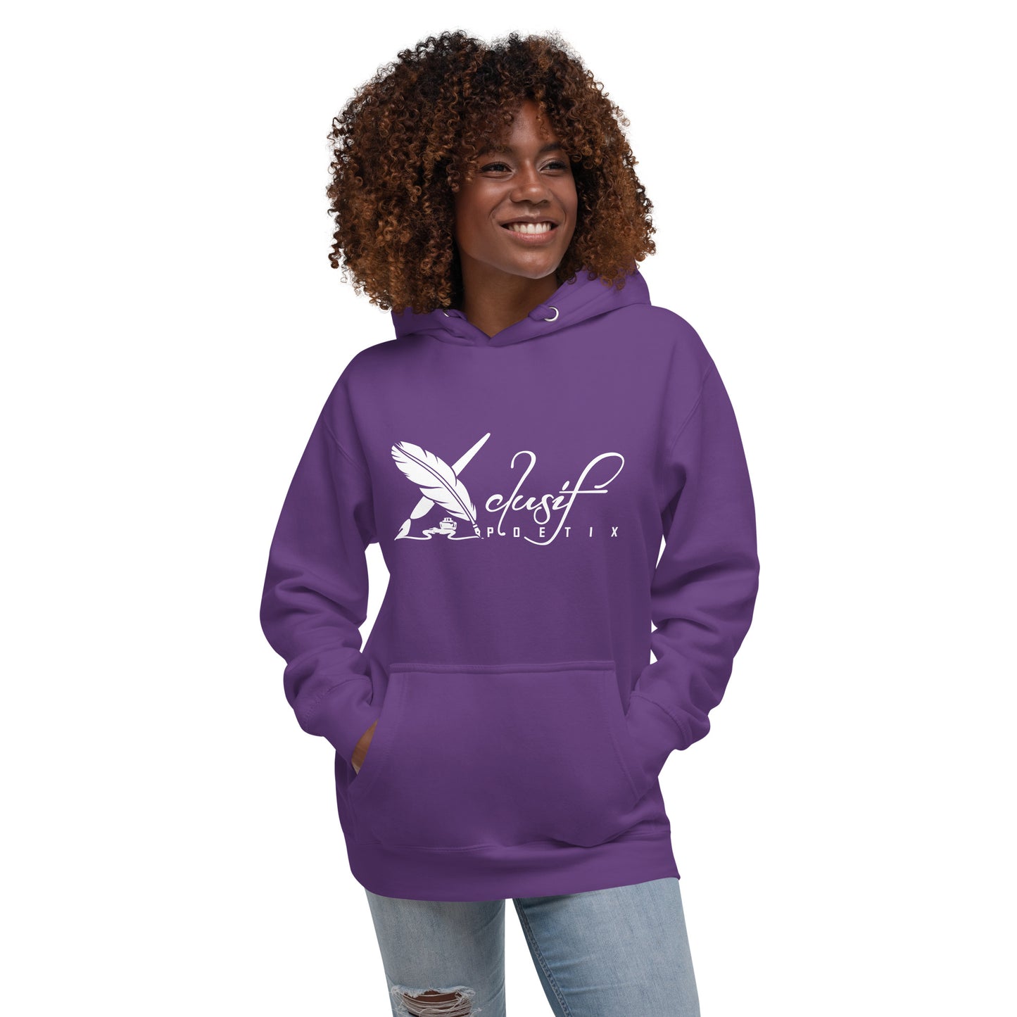 XCLUSIF POETIX WHITE LOGO Unisex Premium Hoodie