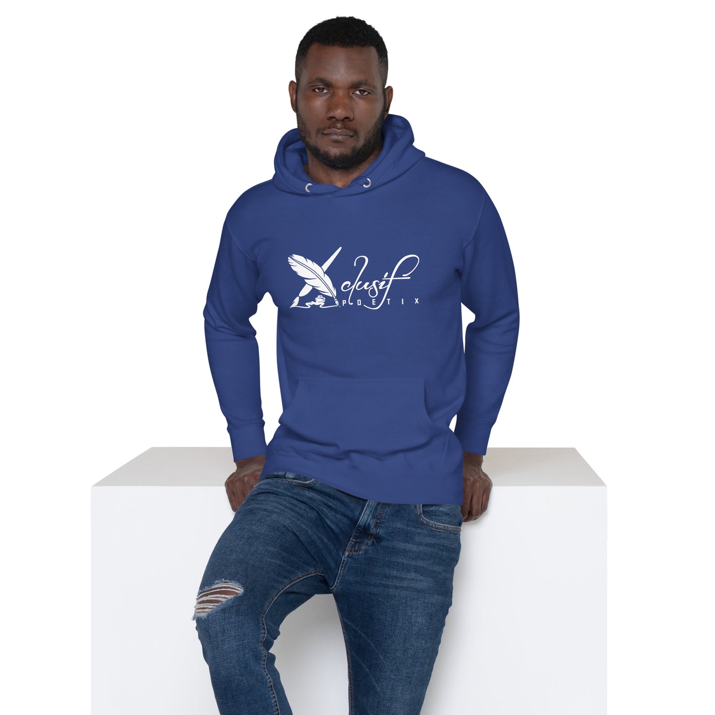 XCLUSIF POETIX WHITE LOGO Unisex Premium Hoodie