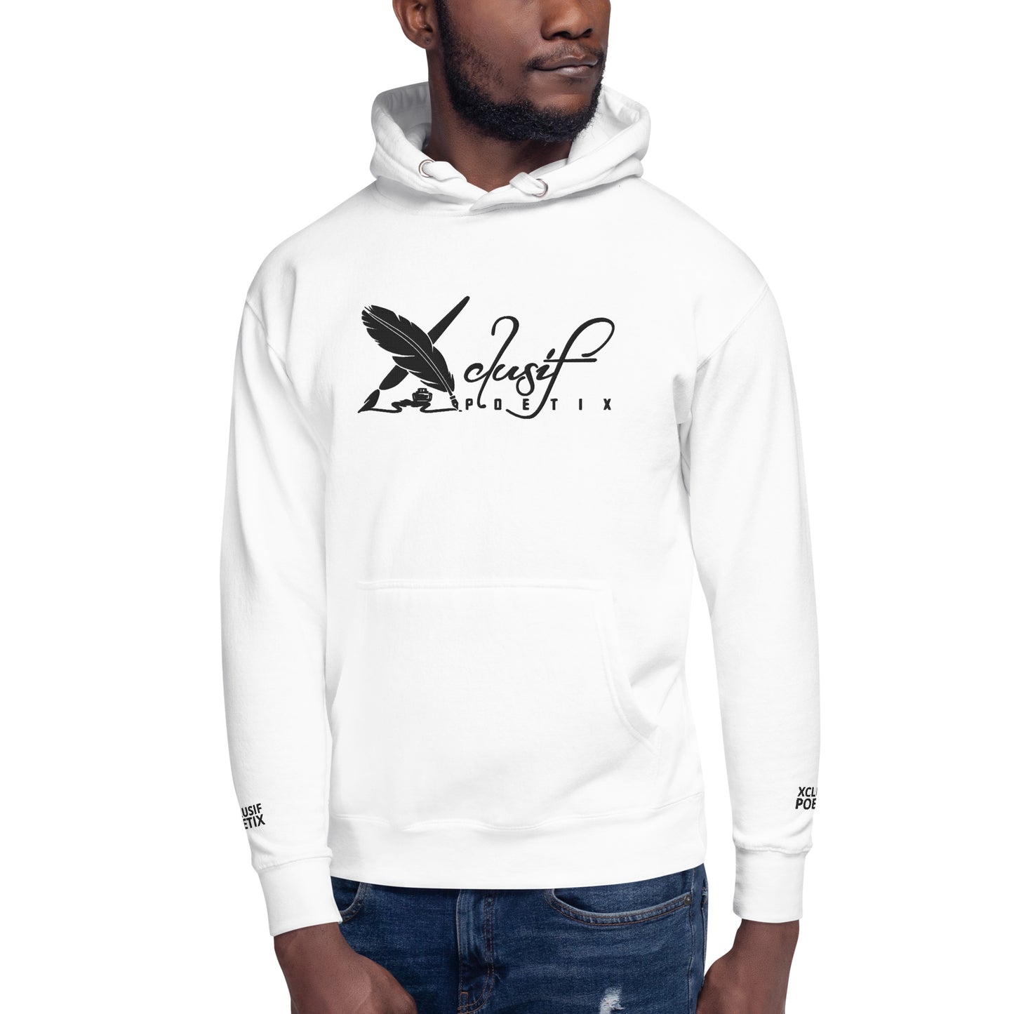 XCLUSIF POETIX BIG BLACK EMBROIDERY LOGO Unisex Hoodie