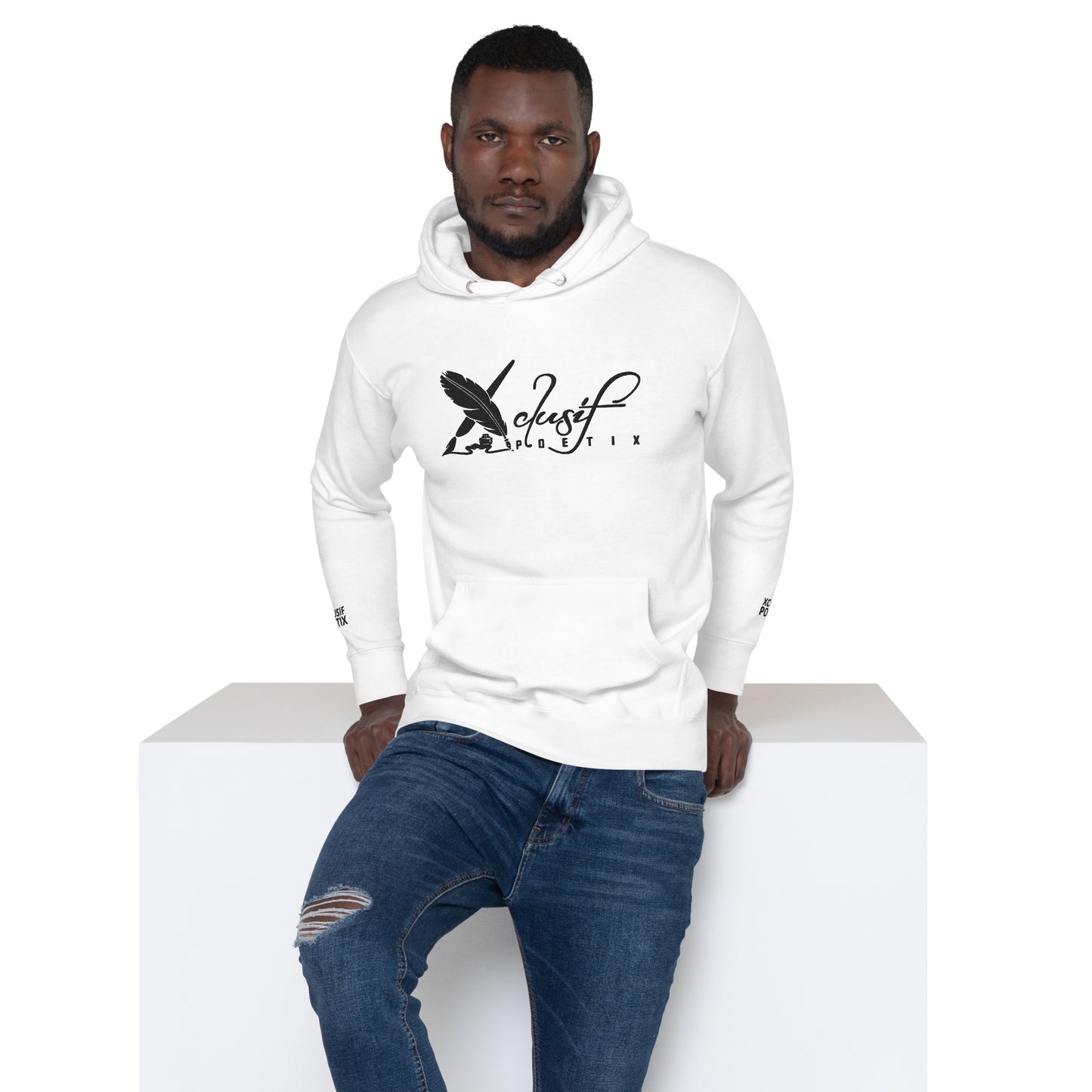 XCLUSIF POETIX BIG BLACK EMBROIDERY LOGO Unisex Hoodie