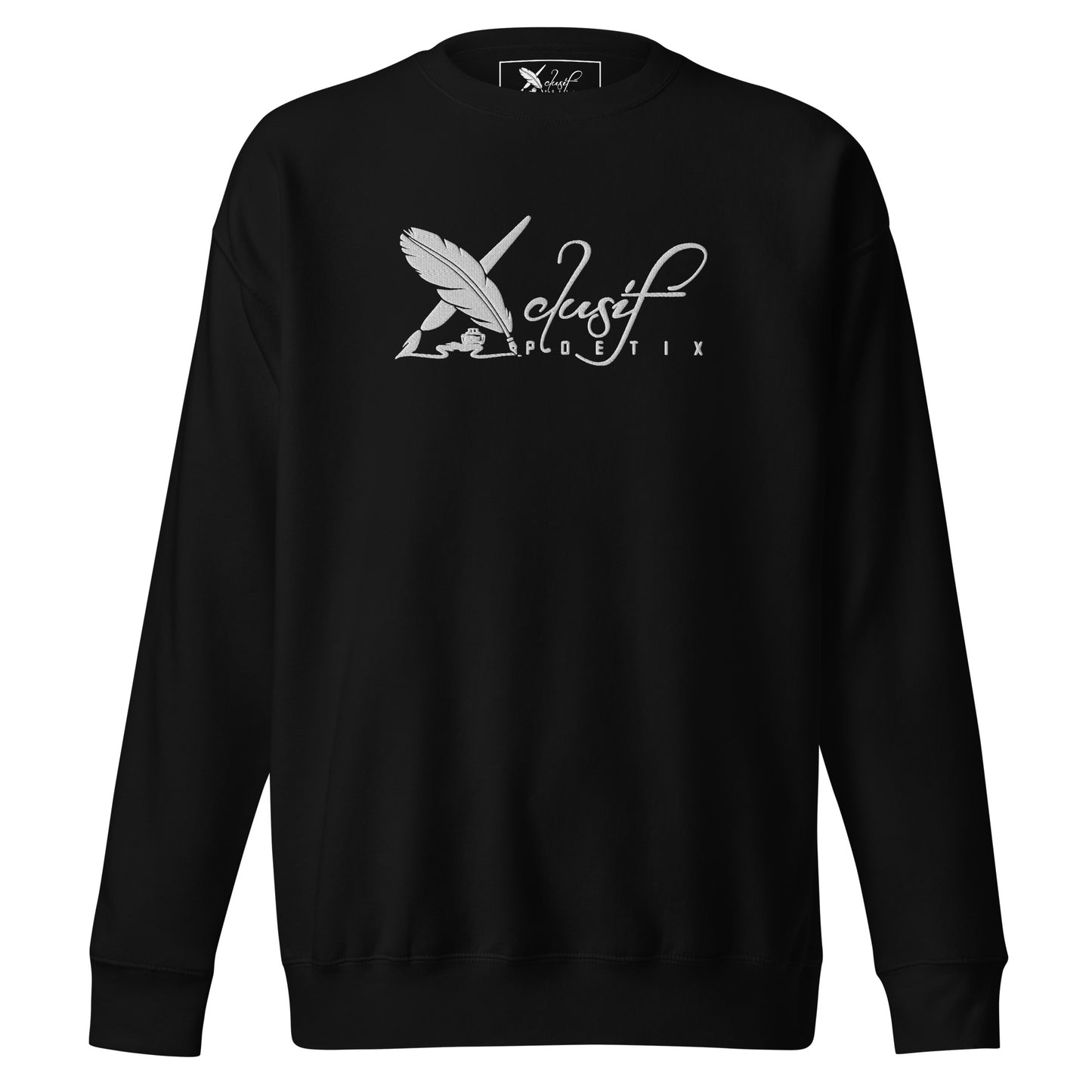 XCLUSIF POETIX WHITE LOGO Embroidery Unisex Premium Sweatshirt