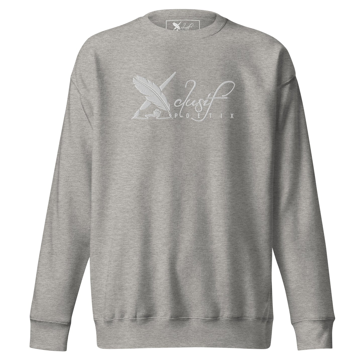 XCLUSIF POETIX WHITE LOGO Embroidery Unisex Premium Sweatshirt