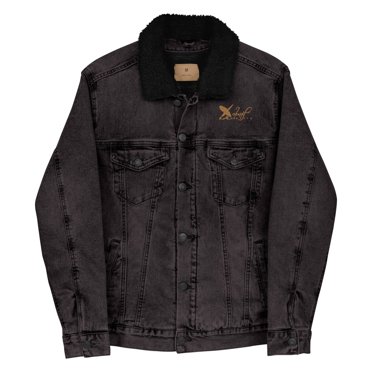 XCLUSIF POETIX GOLD LOGO Unisex denim sherpa jacket