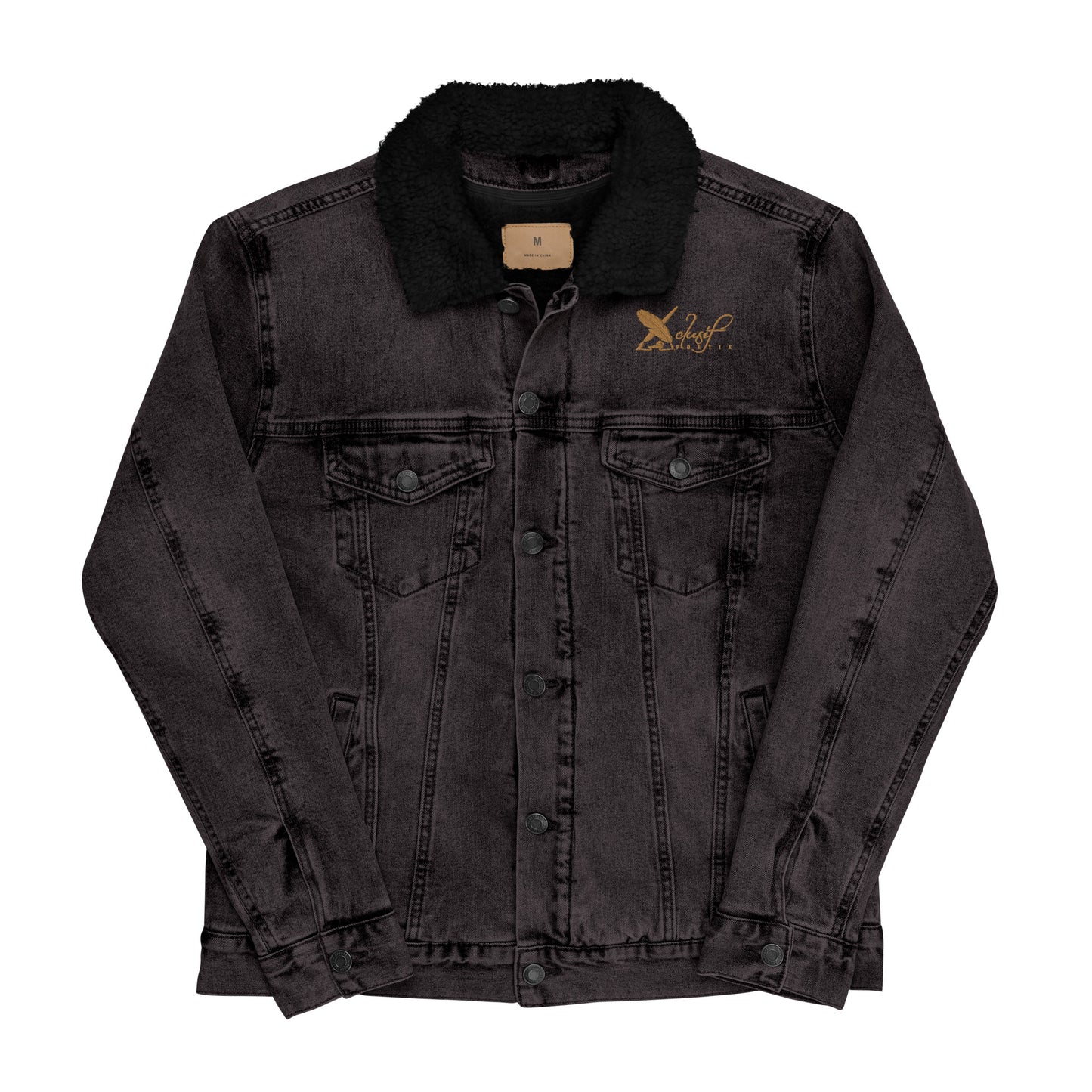 XCLUSIF POETIX GOLD LOGO Unisex denim sherpa jacket