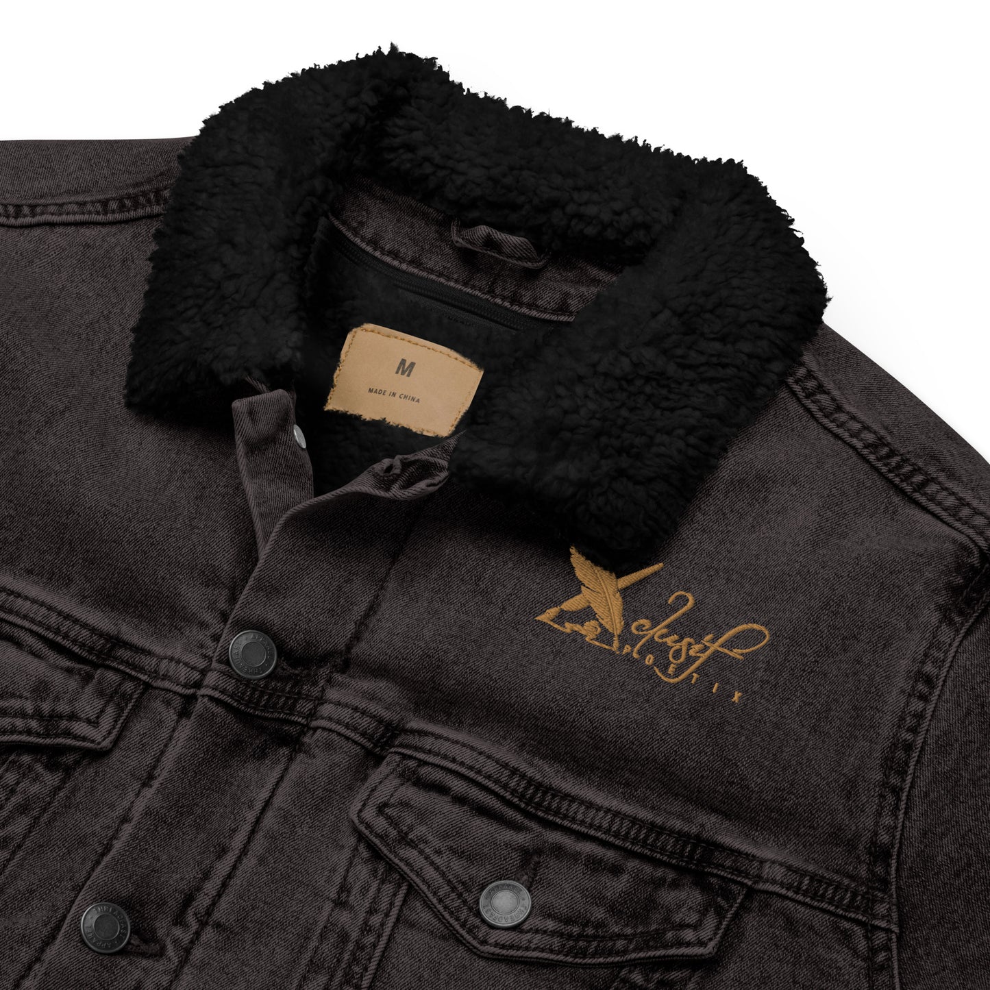 XCLUSIF POETIX GOLD LOGO Unisex denim sherpa jacket