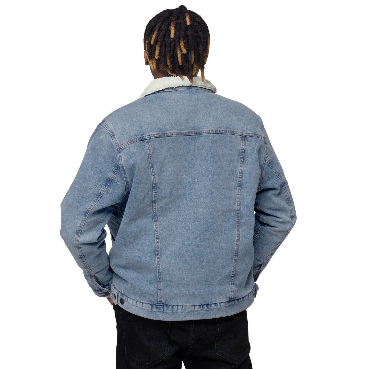 XCLUSIF POETIX WHITE LOGO Unisex denim sherpa jacket