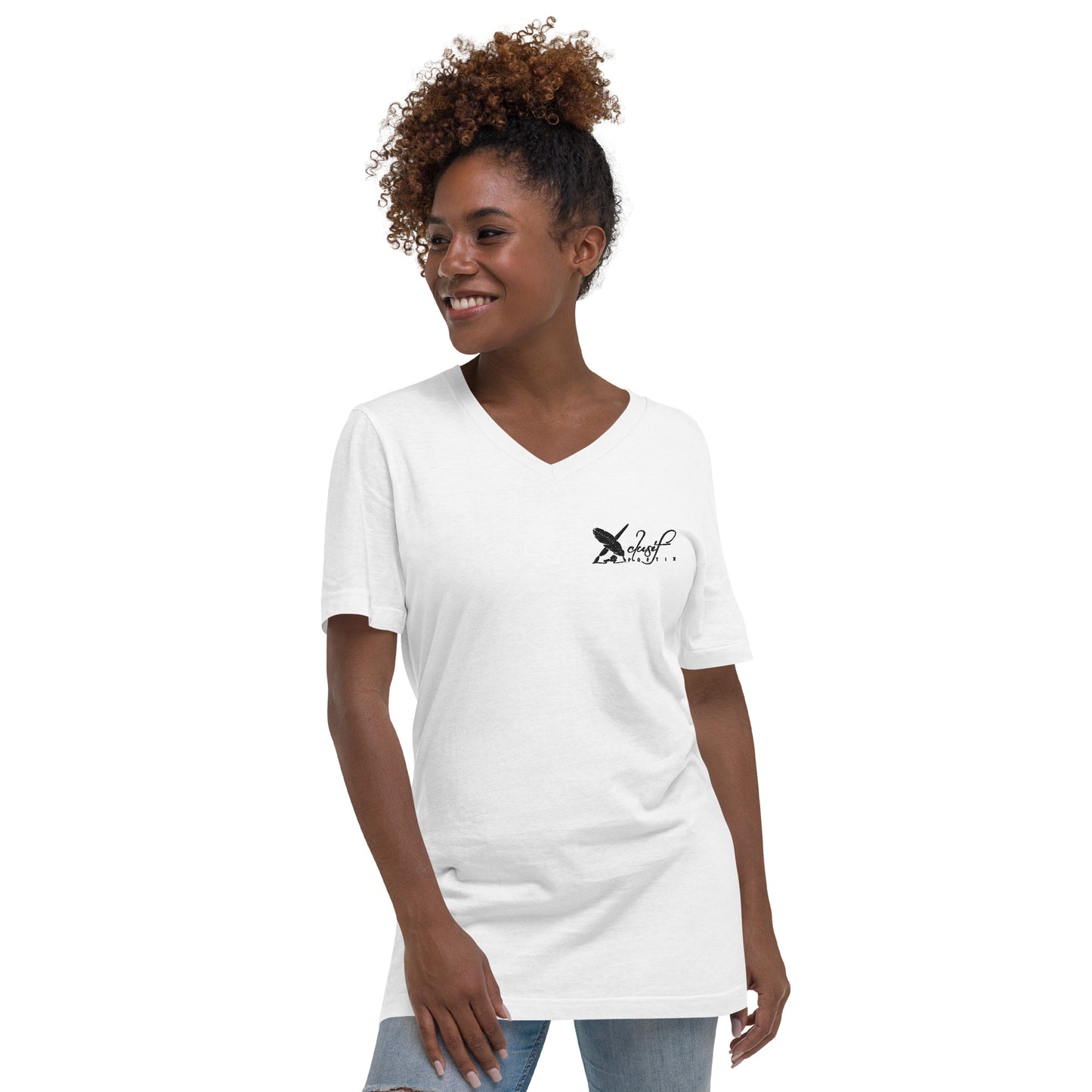 XCLUSIF POETIX BLACK LOGO Unisex Short Sleeve V-Neck T-Shirt