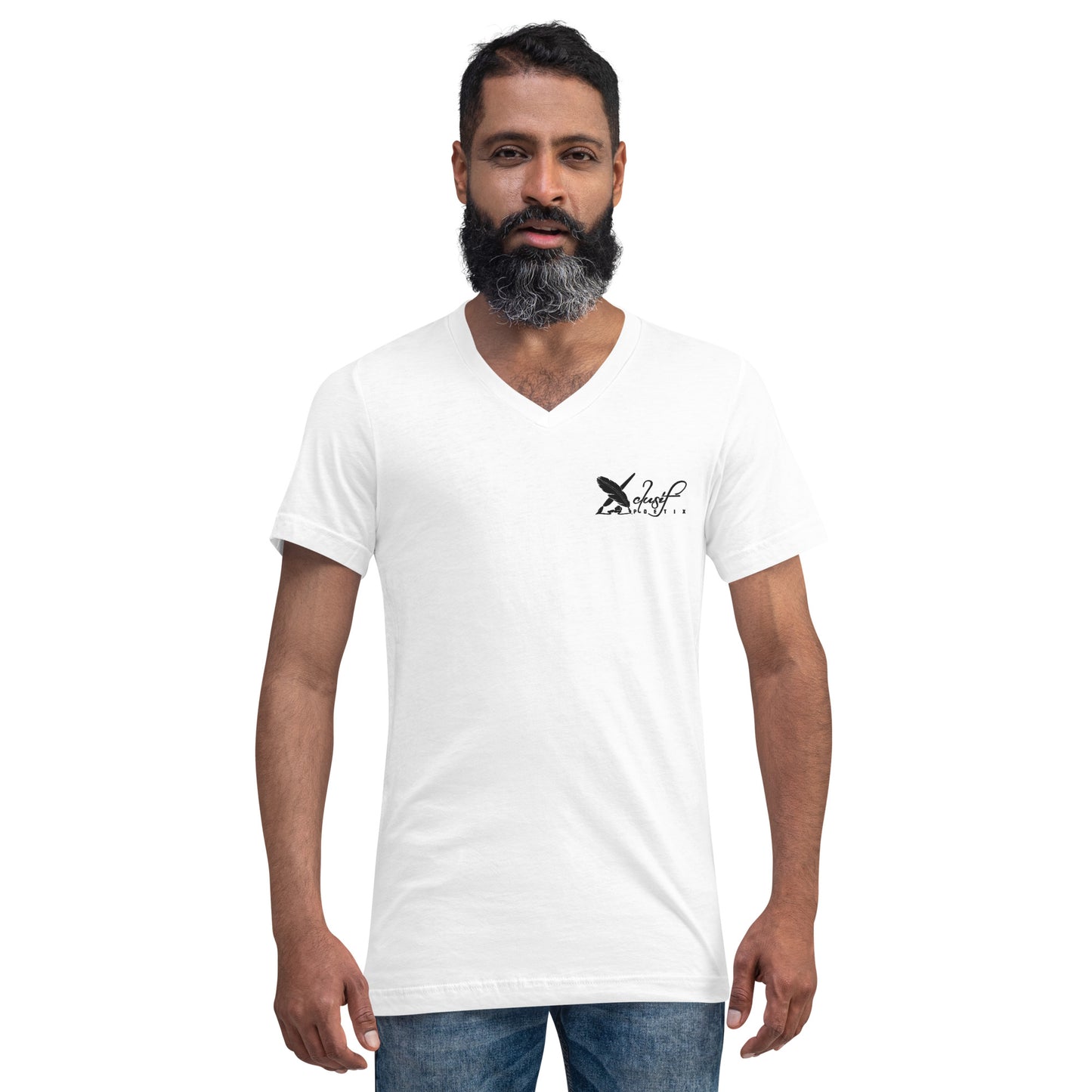 XCLUSIF POETIX BLACK LOGO Unisex Short Sleeve V-Neck T-Shirt