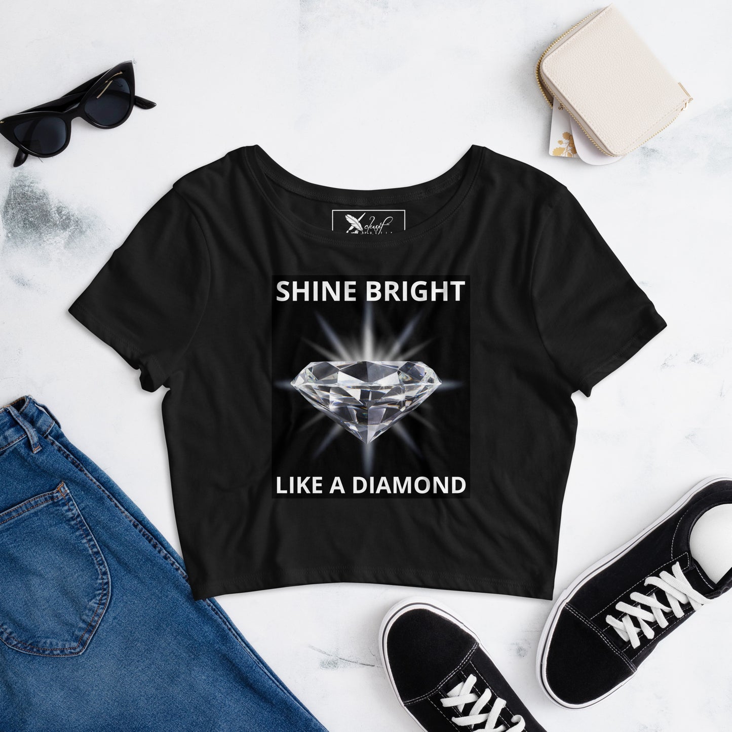 "SHINE BRIGHT LIKE A DIAMOND" BY XCLUSIF POETIX Women’s Crop Tee