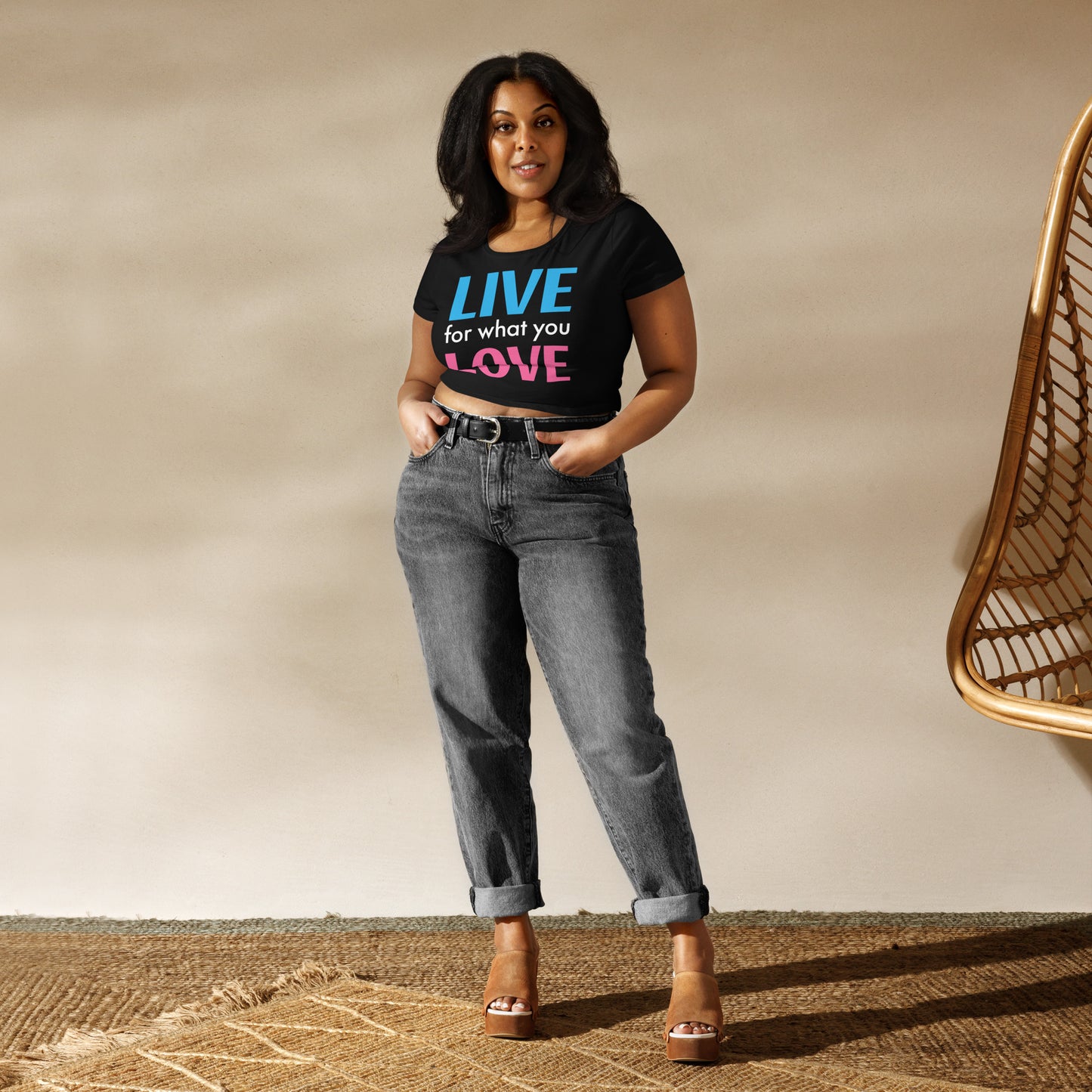 "LIVE FOR WHAT YOU LOVE" BY XCLUSIF POETIX Women’s Crop Tee