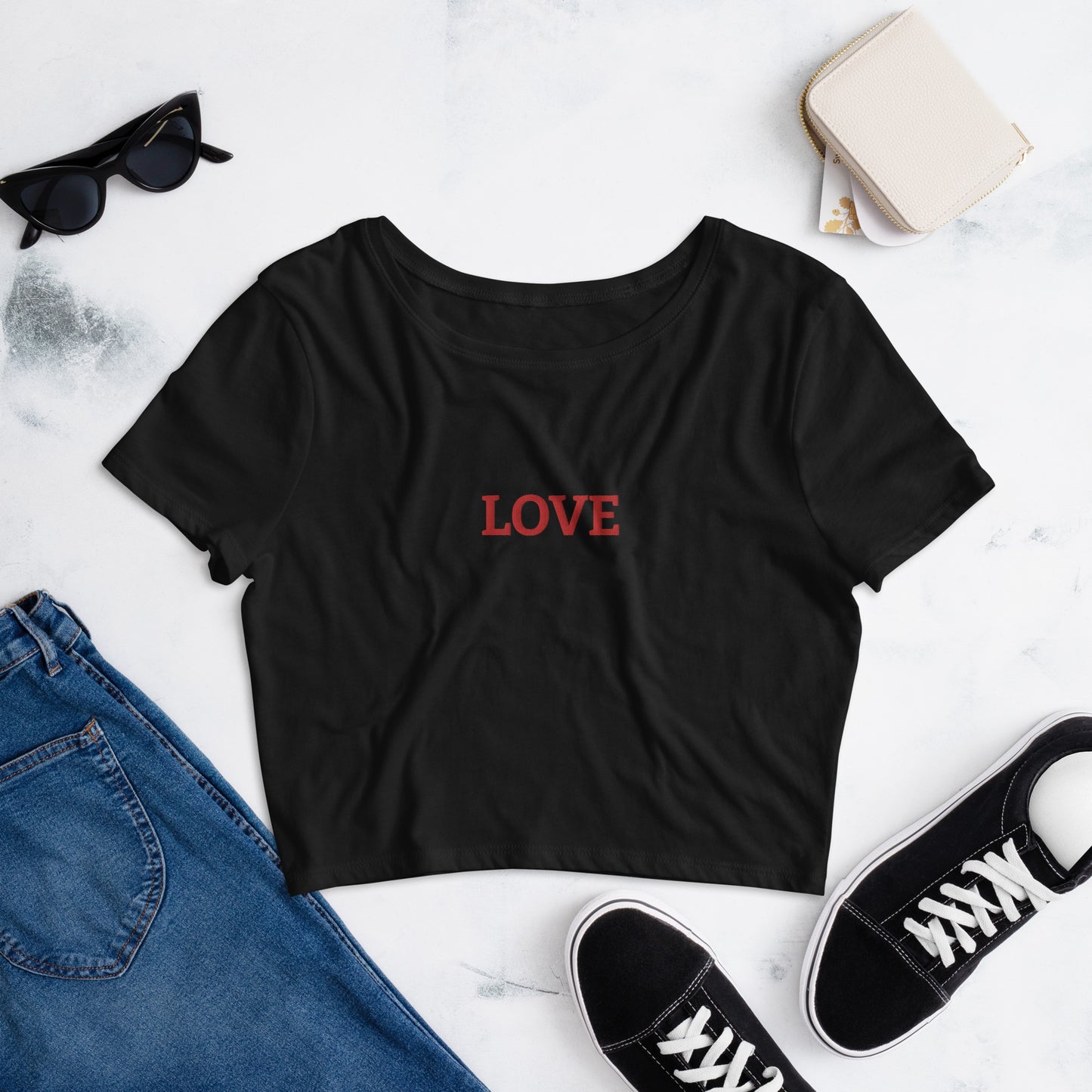 LOVE BY XCLUSIF POETIX Embroidery Women’s Crop Tee