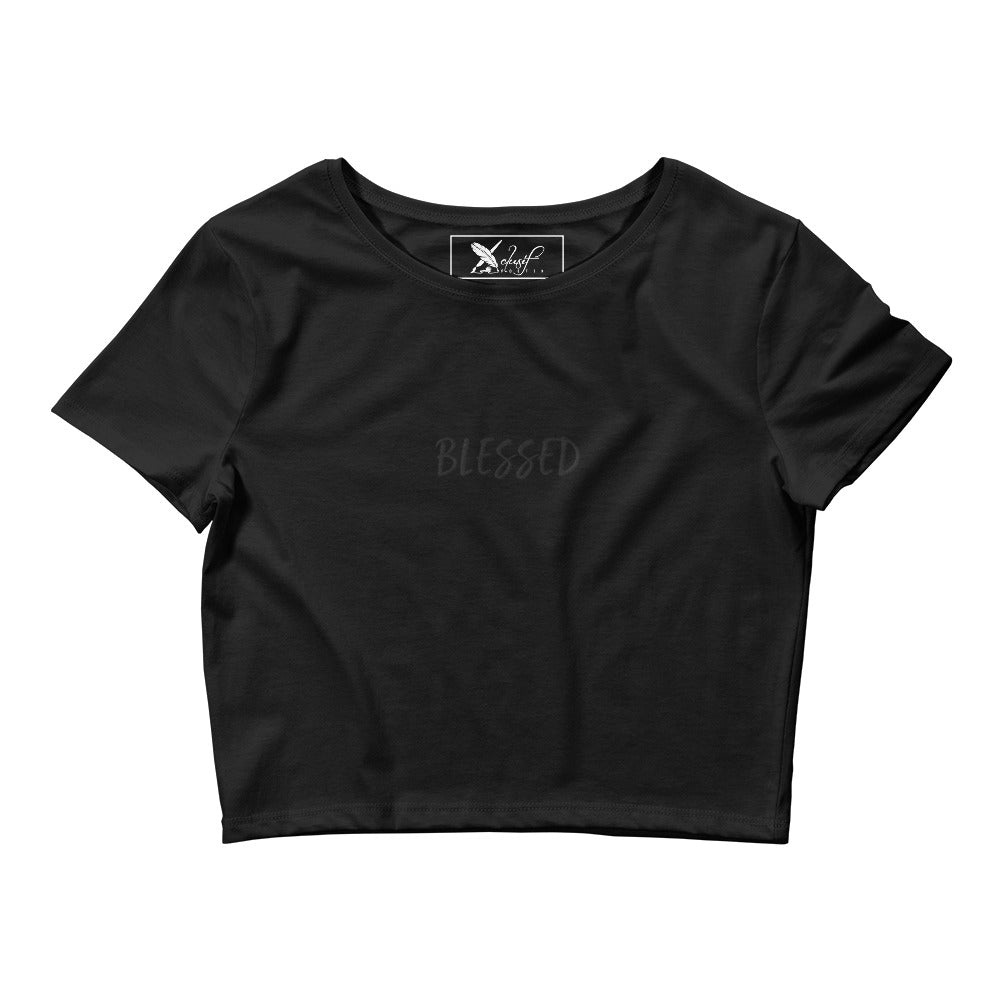 BLESSED BY XCLUSIF POETIX EMBROIDERY Women’s Crop Tee