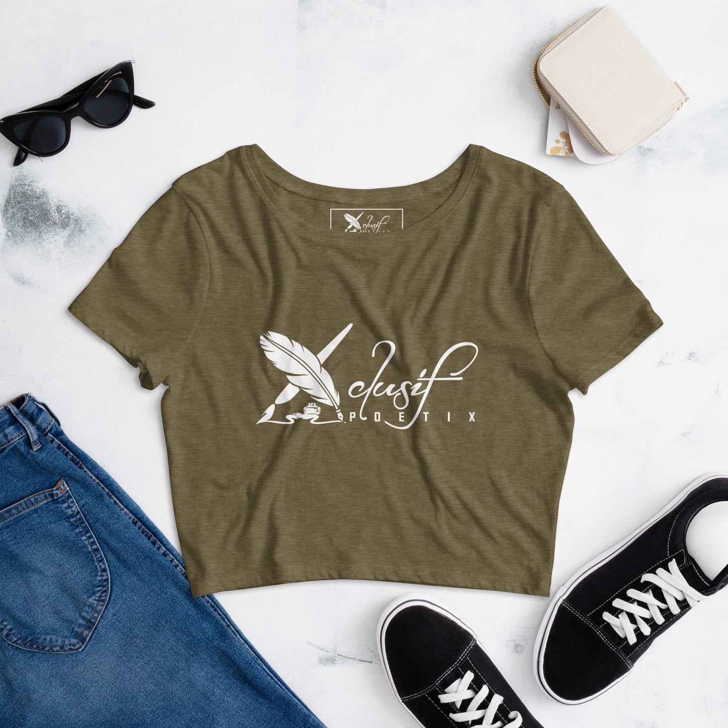 XCLUSIF POETIX WHITE LOGO Women’s Crop Tee