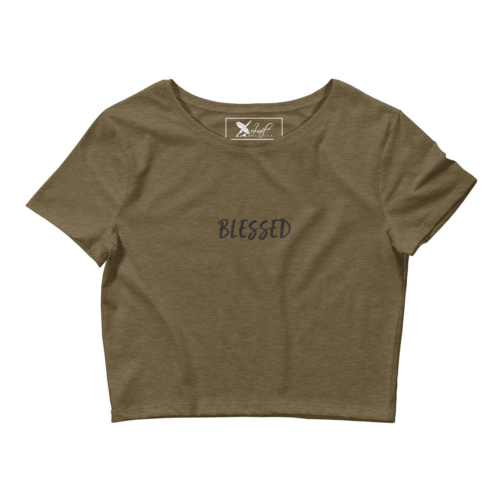 BLESSED BY XCLUSIF POETIX EMBROIDERY Women’s Crop Tee