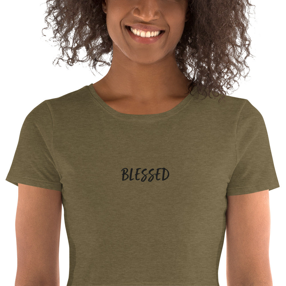 BLESSED BY XCLUSIF POETIX EMBROIDERY Women’s Crop Tee