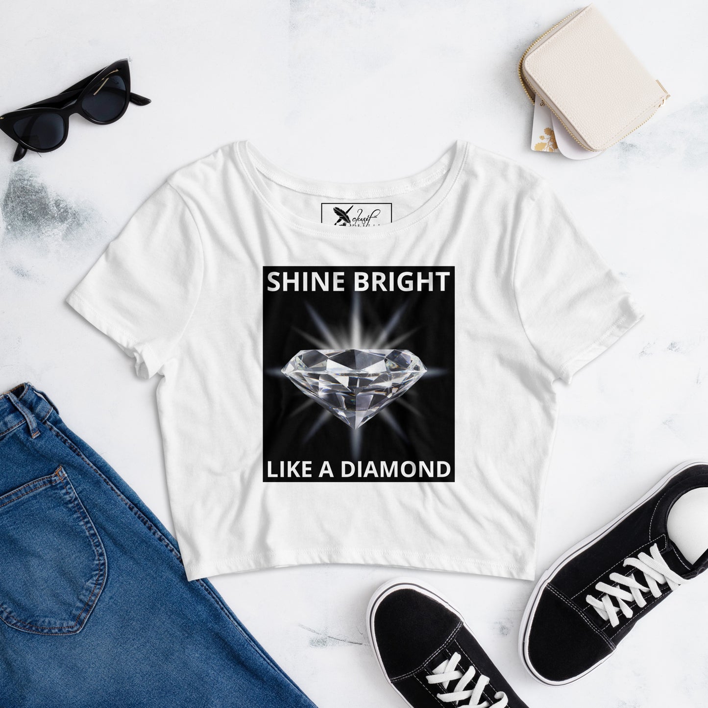 "SHINE BRIGHT LIKE A DIAMOND" BY XCLUSIF POETIX Women’s Crop Tee