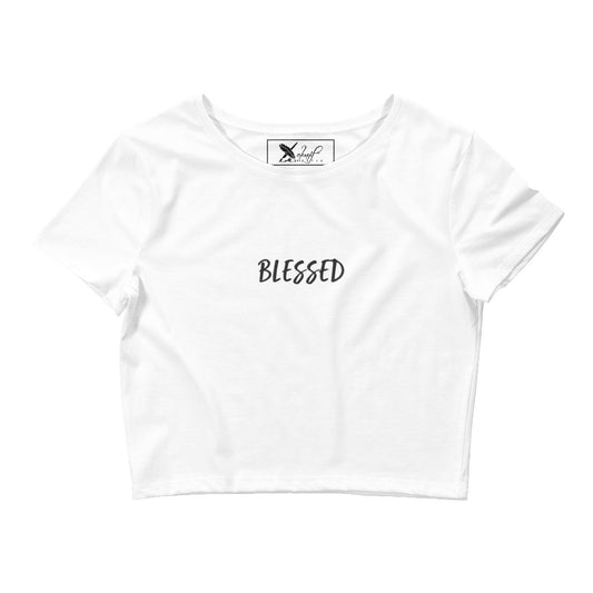 BLESSED BY XCLUSIF POETIX EMBROIDERY Women’s Crop Tee