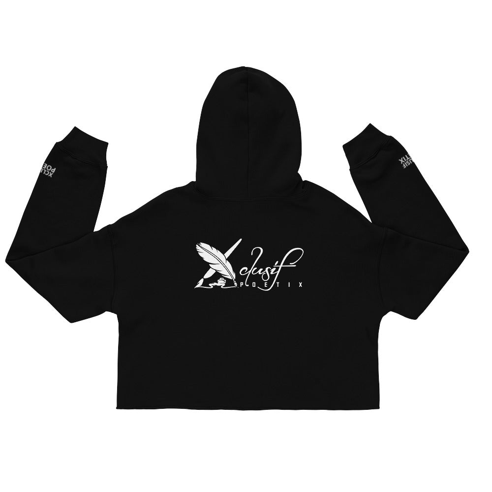 XCLUSIF POETIX BIG WHITE EMBROIDERY LOGO Women's Crop Hoodie