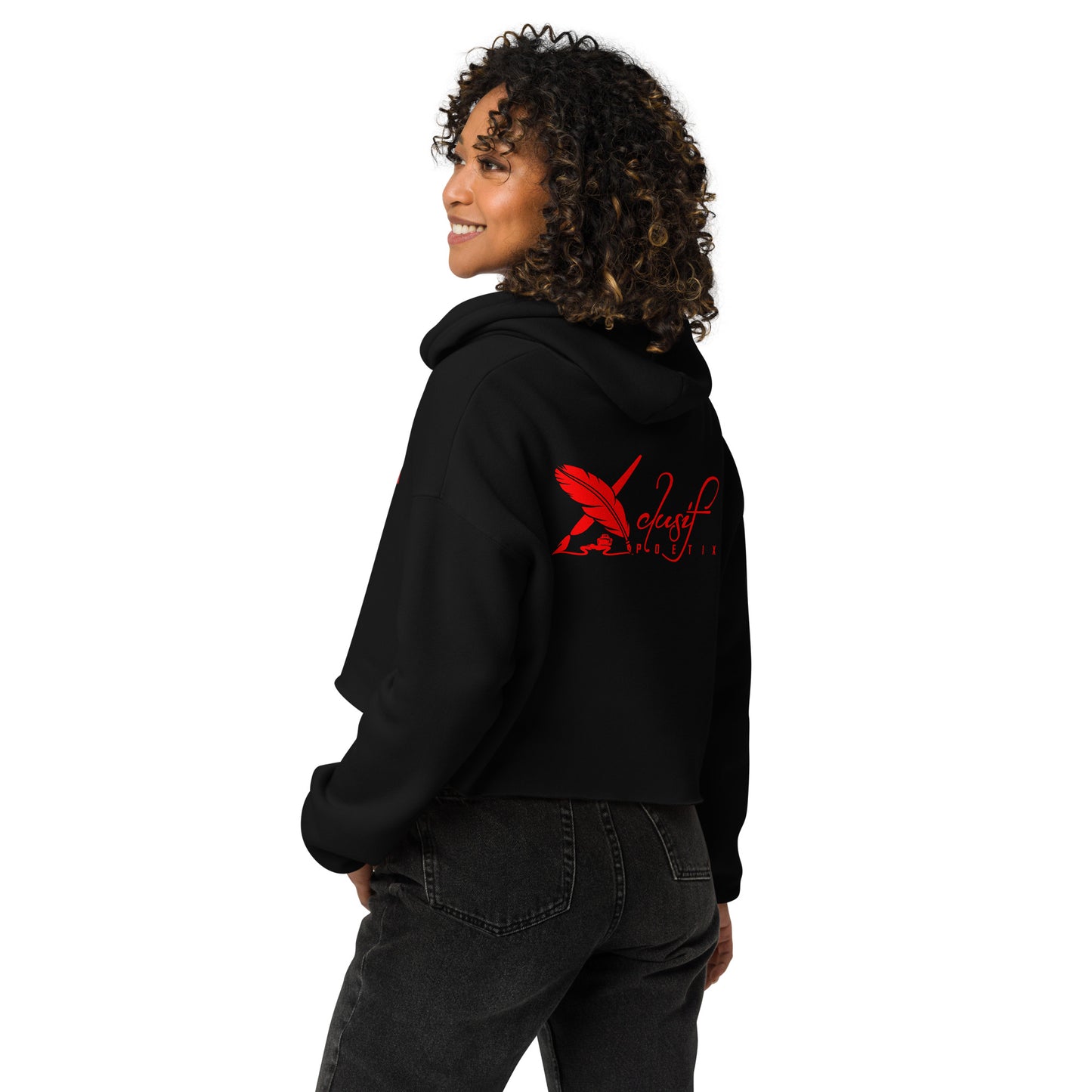 LOVE BY XCLUSIF POETIX Embroidery Crop Hoodie