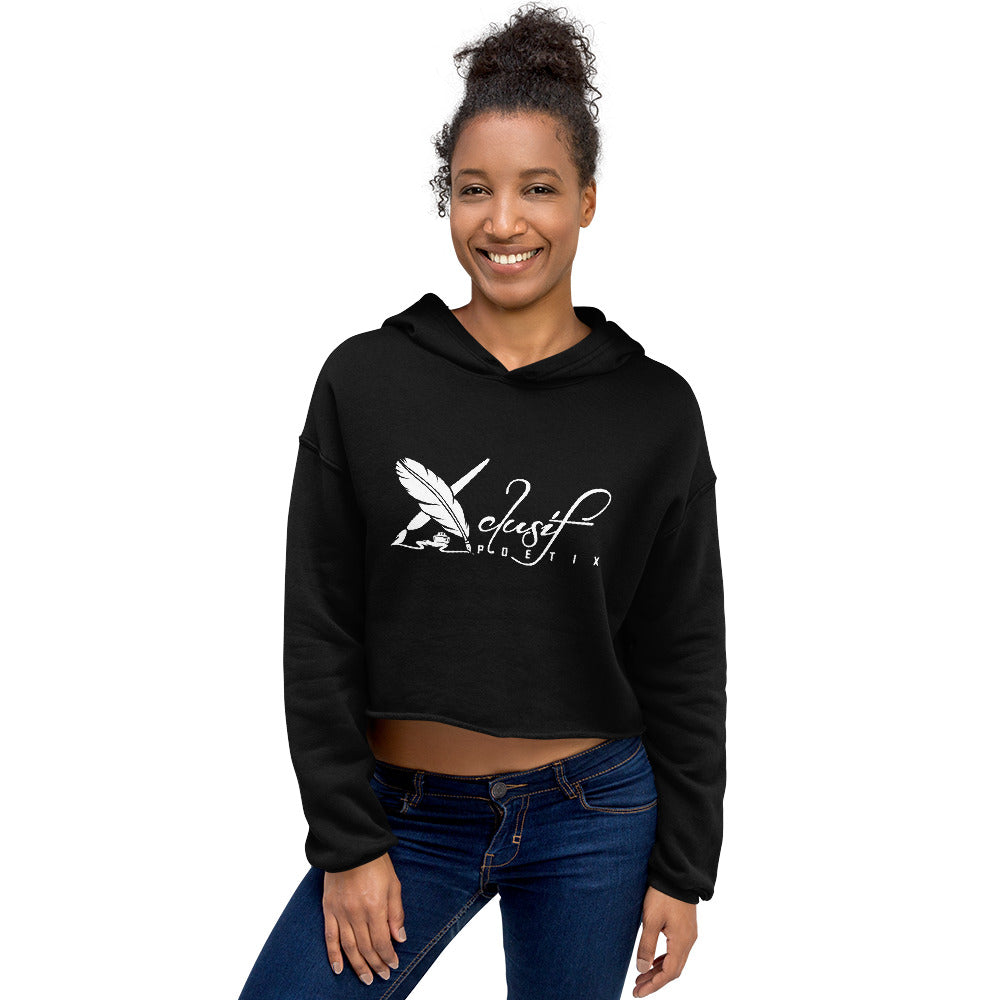 XCLUSIF POETIX WHITE LOGO Women's Crop Hoodie