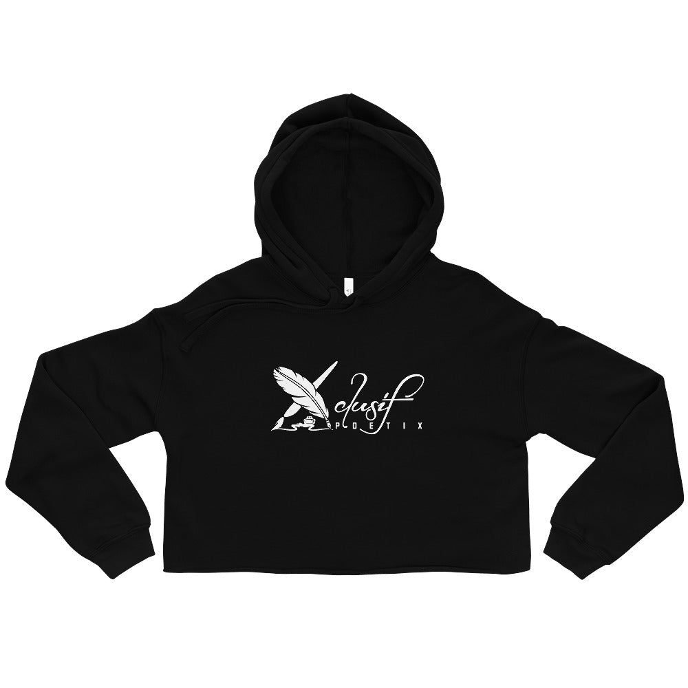 XCLUSIF POETIX WHITE LOGO Women's Crop Hoodie