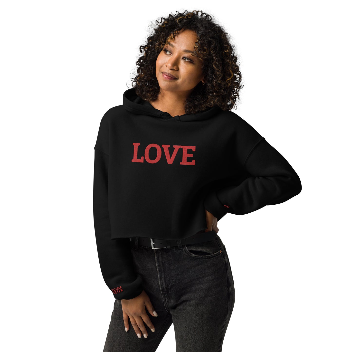 LOVE BY XCLUSIF POETIX Embroidery Crop Hoodie