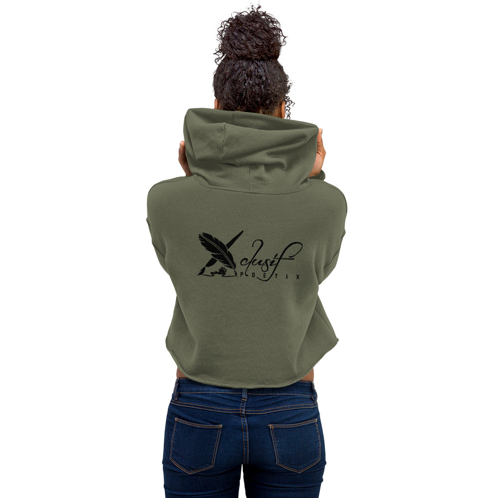 XCLUSIF POETIX BLACK EMBROIDERY LOGO Women's Crop Hoodie