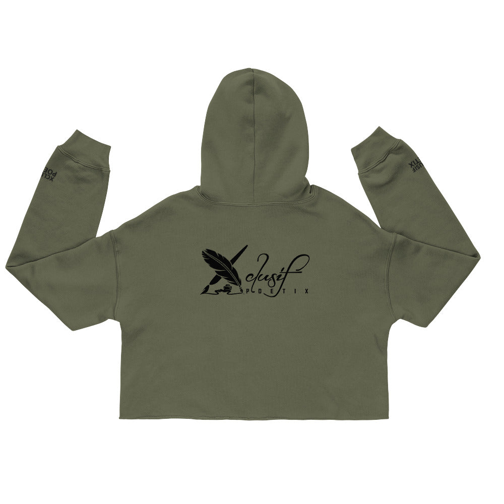 XCLUSIF POETIX BLACK EMBROIDERY LOGO Women's Crop Hoodie