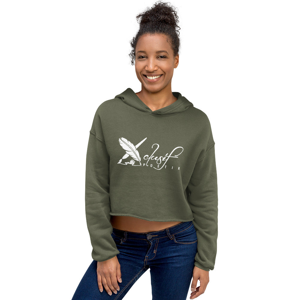 XCLUSIF POETIX WHITE LOGO Women's Crop Hoodie