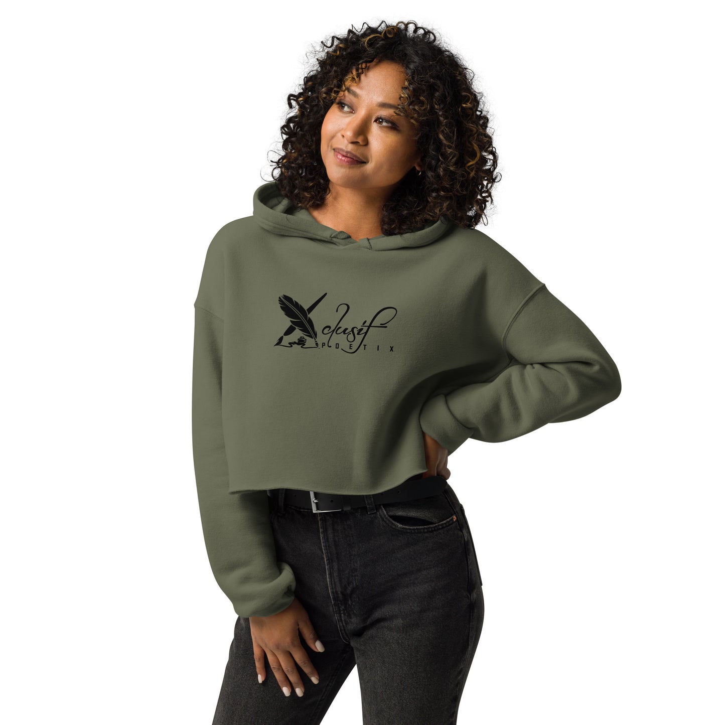 XCLUSIF POETIX BIG BLACK LOGO Women's Crop Hoodie