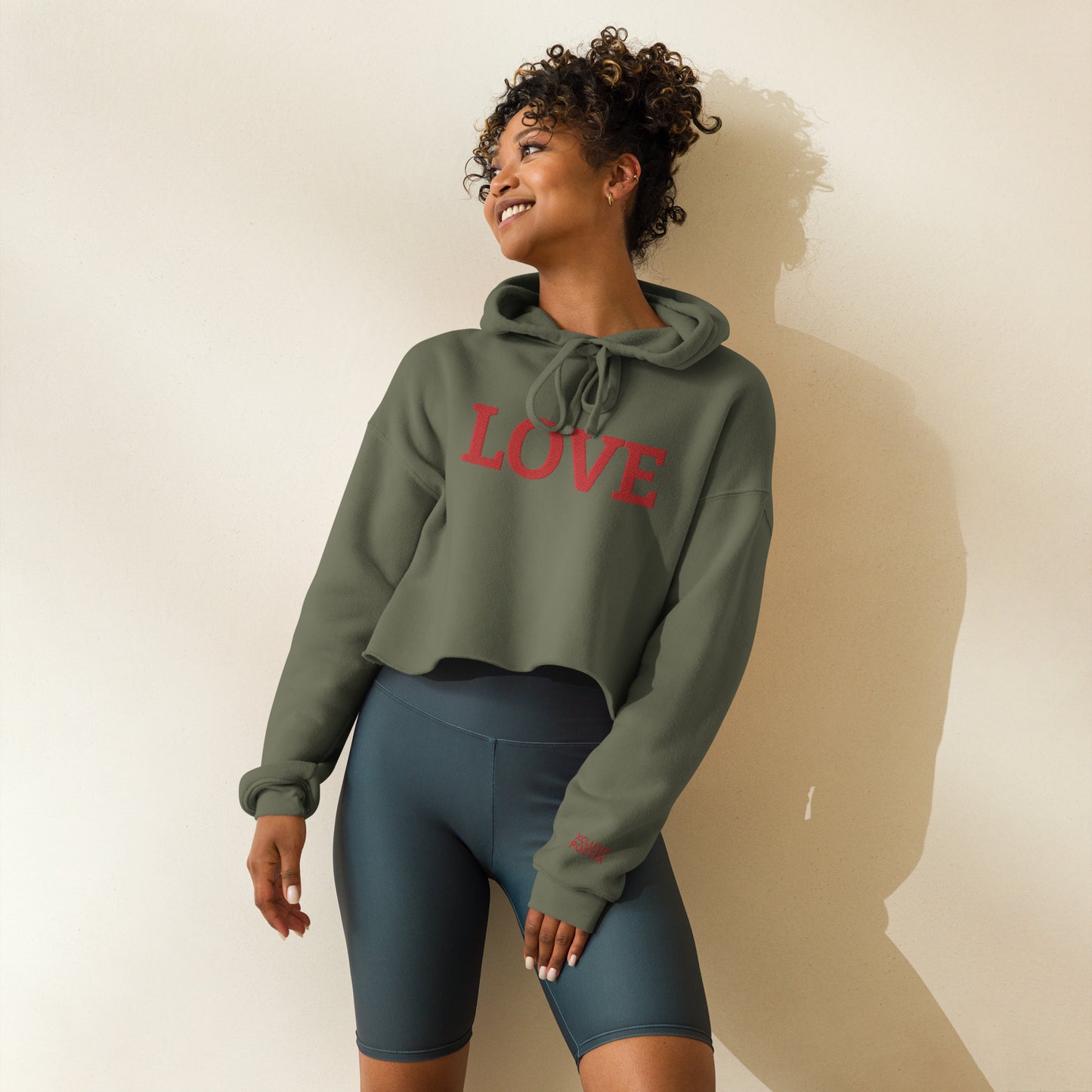 LOVE BY XCLUSIF POETIX Embroidery Crop Hoodie