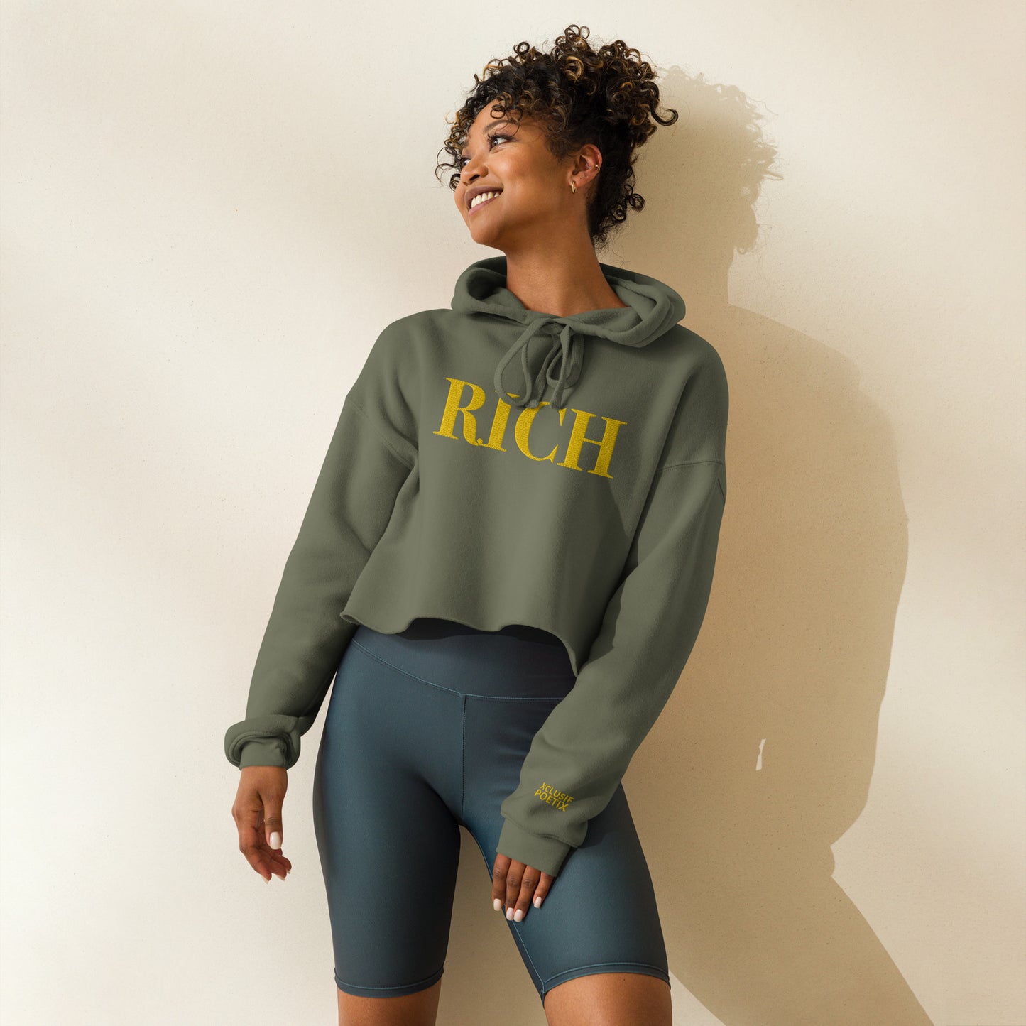 RICH BY XCLUSIF POETIX Embroidery Crop Hoodie