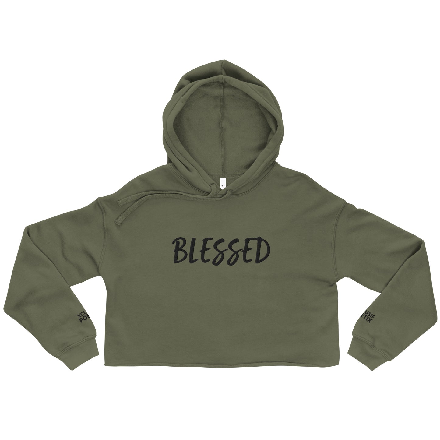 BLESSED BY XCLUSIF POETIX EMBROIDERY Crop Hoodie