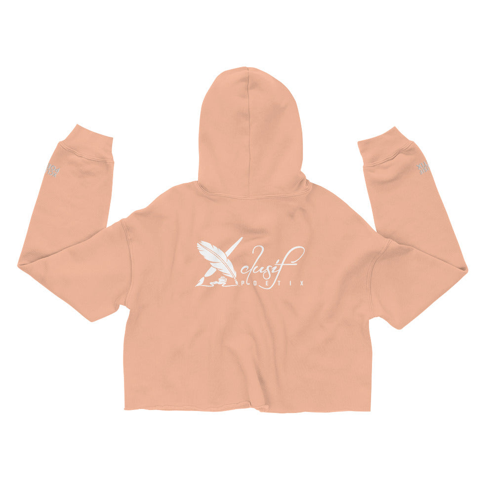 XCLUSIF POETIX BIG WHITE EMBROIDERY LOGO Women's Crop Hoodie