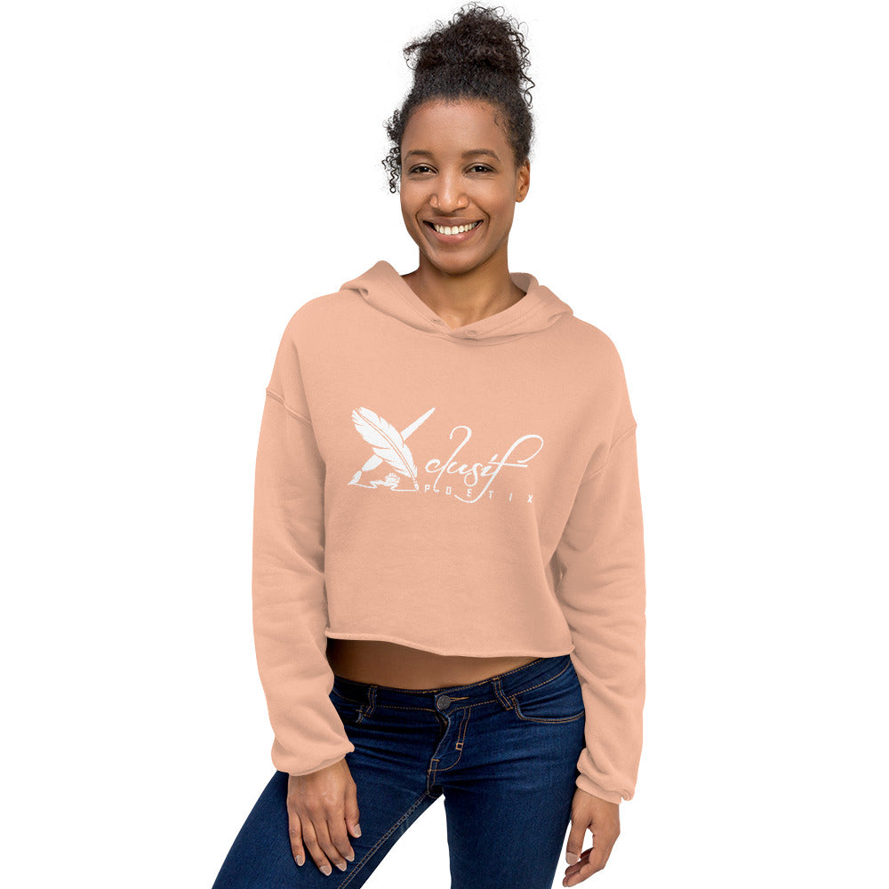 XCLUSIF POETIX WHITE LOGO Women's Crop Hoodie