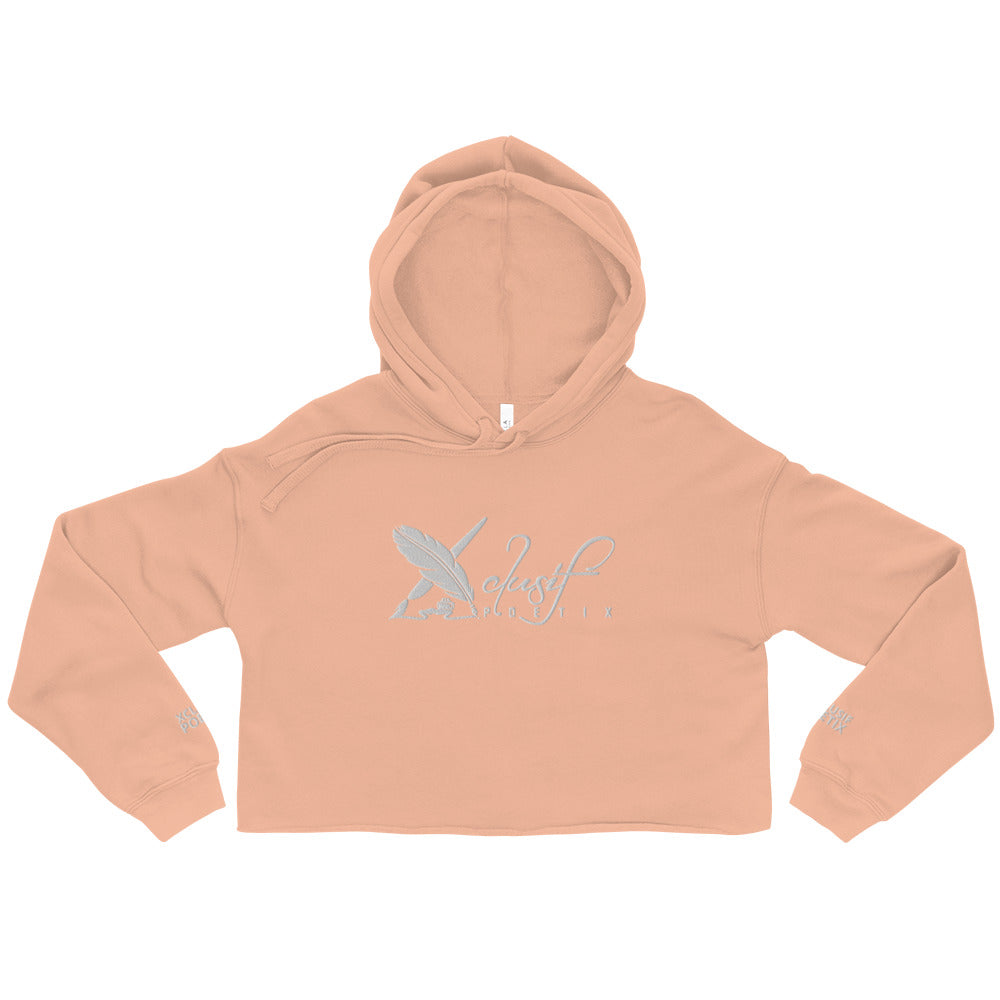 XCLUSIF POETIX BIG WHITE EMBROIDERY LOGO Women's Crop Hoodie