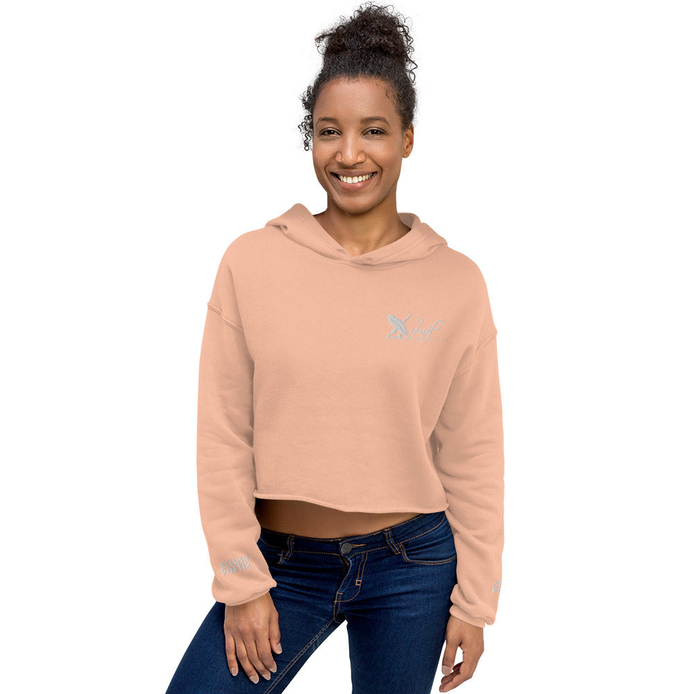 XCLUSIF POETIX WHITE LOGO Women's Crop Hoodie