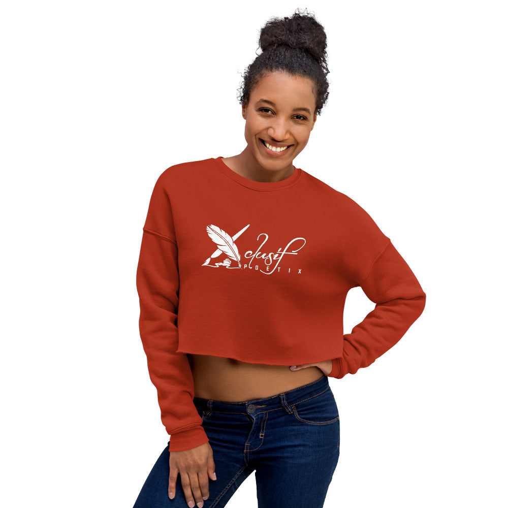 XCLUSIF POETIX WHITE LOGO Women's Crop Sweatshirt