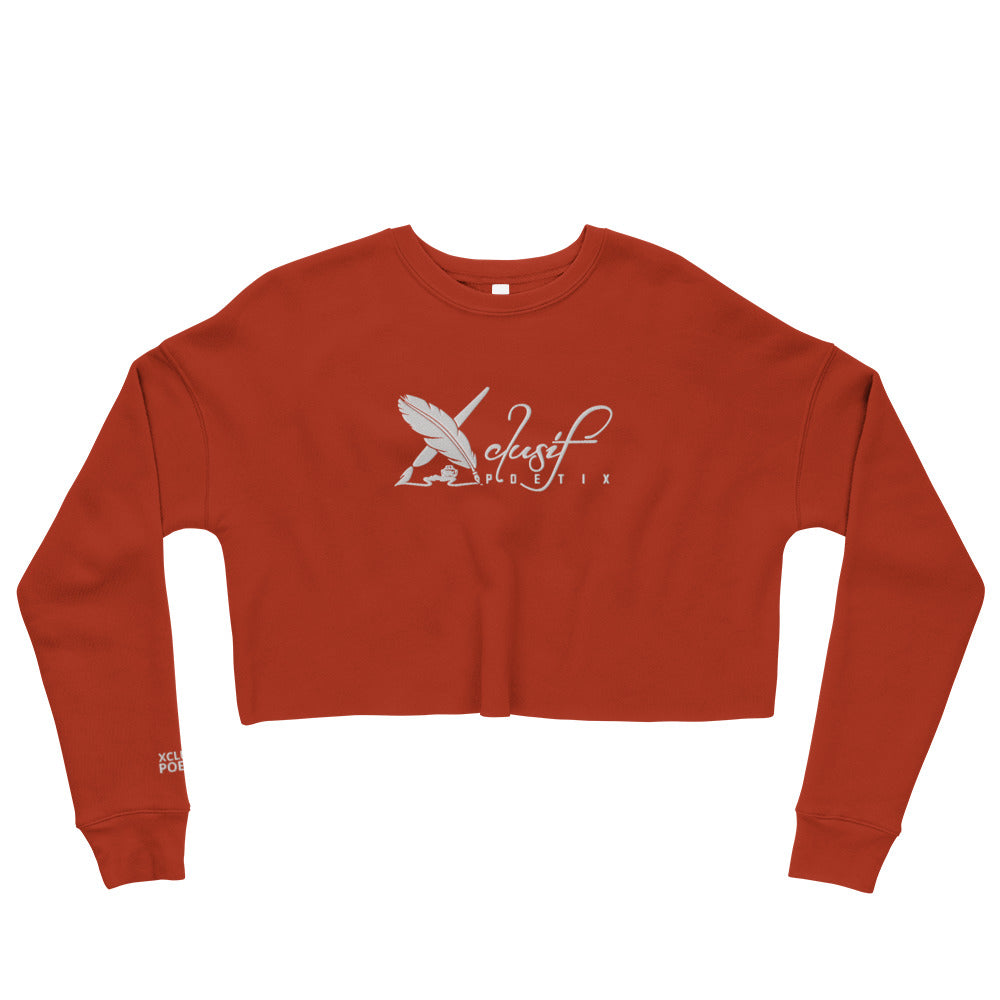 XCLUSIF POETIX WHITE LOGO Embroidery Crop Sweatshirt