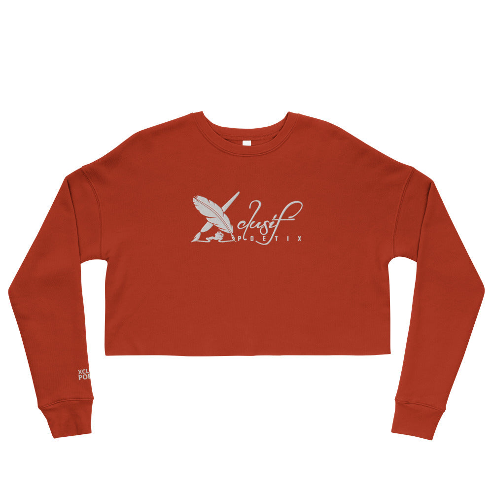 XCLUSIF POETIX WHITE LOGO Embroidery Crop Sweatshirt