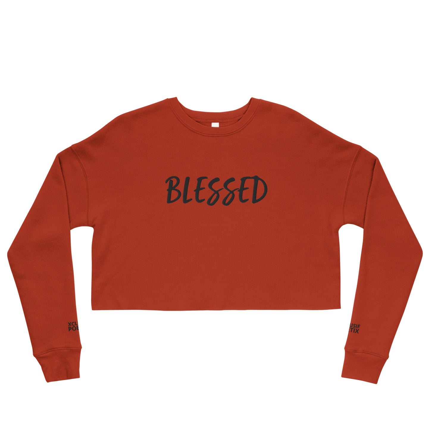 BLESSED BY XCLUSIF POETIX EMBROIDERY Crop Sweatshirt